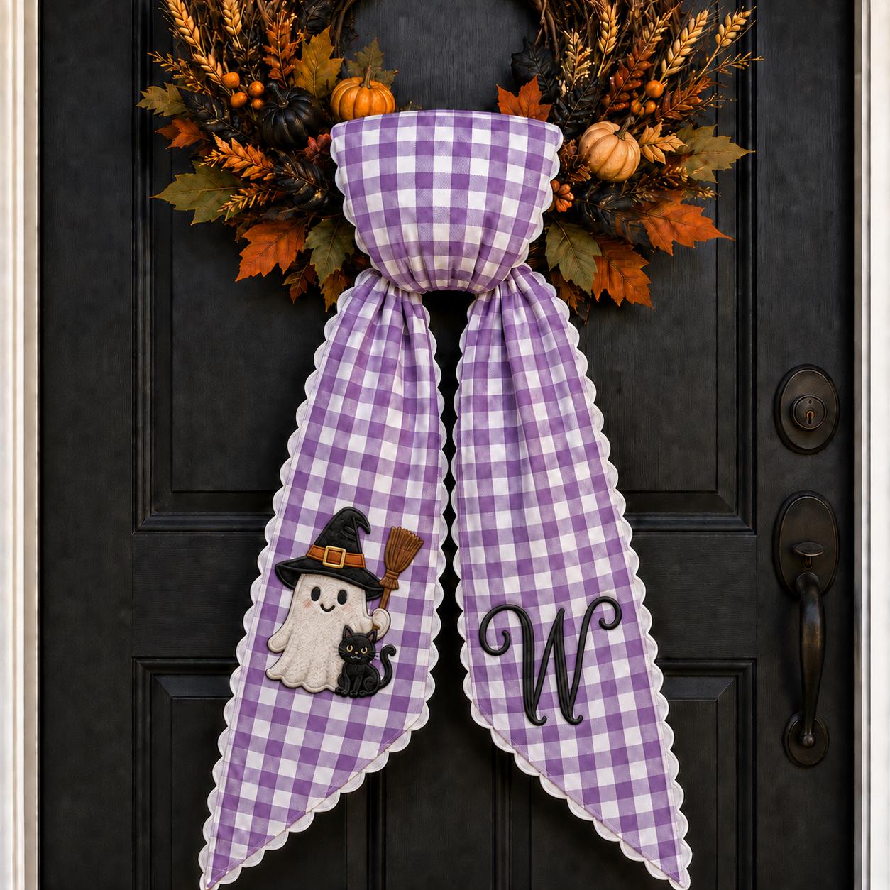 Custom All-Season Monogram Bow Wreath Sash Bundle for Choose 4 or 8 Set with Personalized Little Girl Gingerbread Floral Decor - photo 10