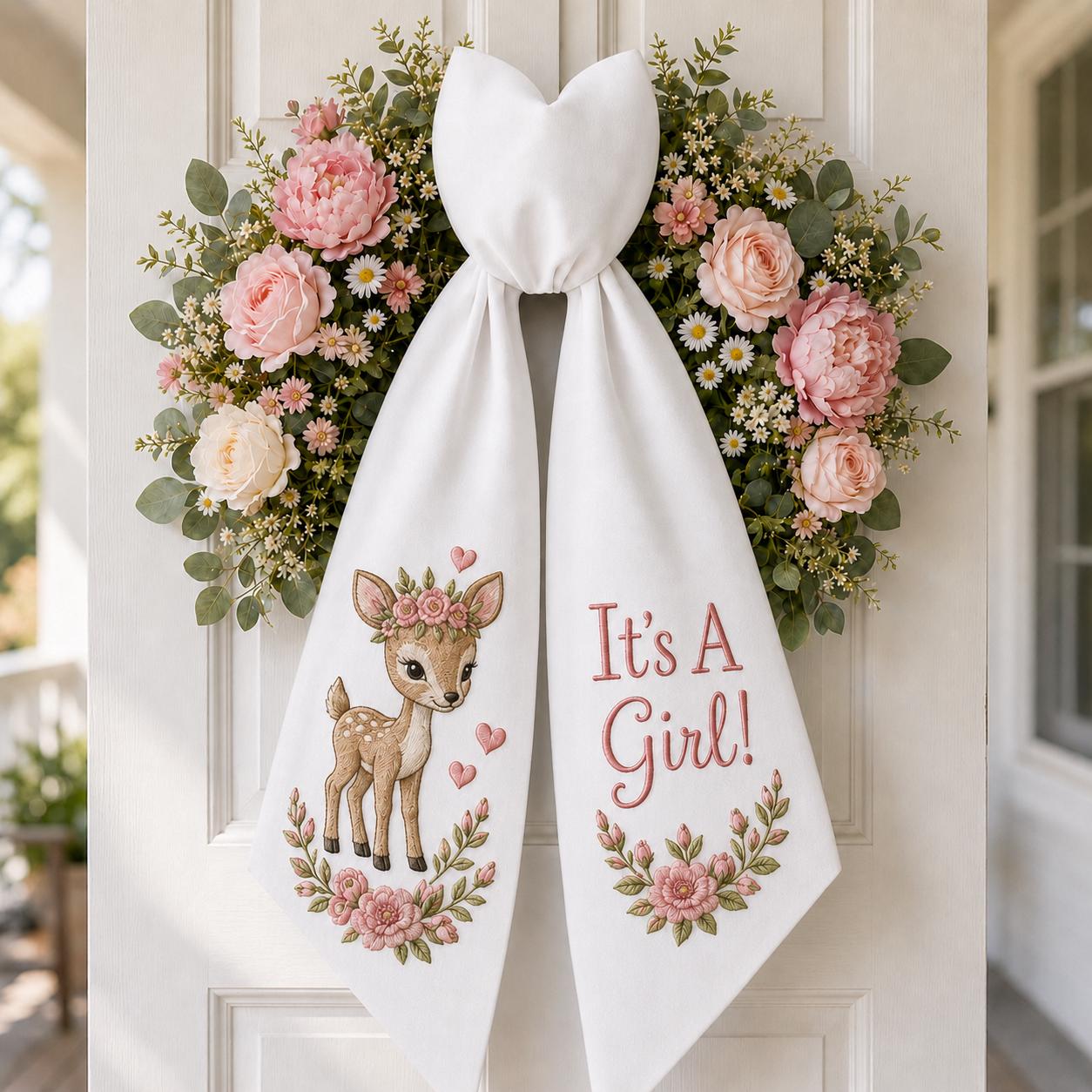 Custom All-Season Monogram Bow Wreath Sash Bundle for Choose 4 or 8 Set with Personalized Little Girl Gingerbread Floral Decor - photo 11