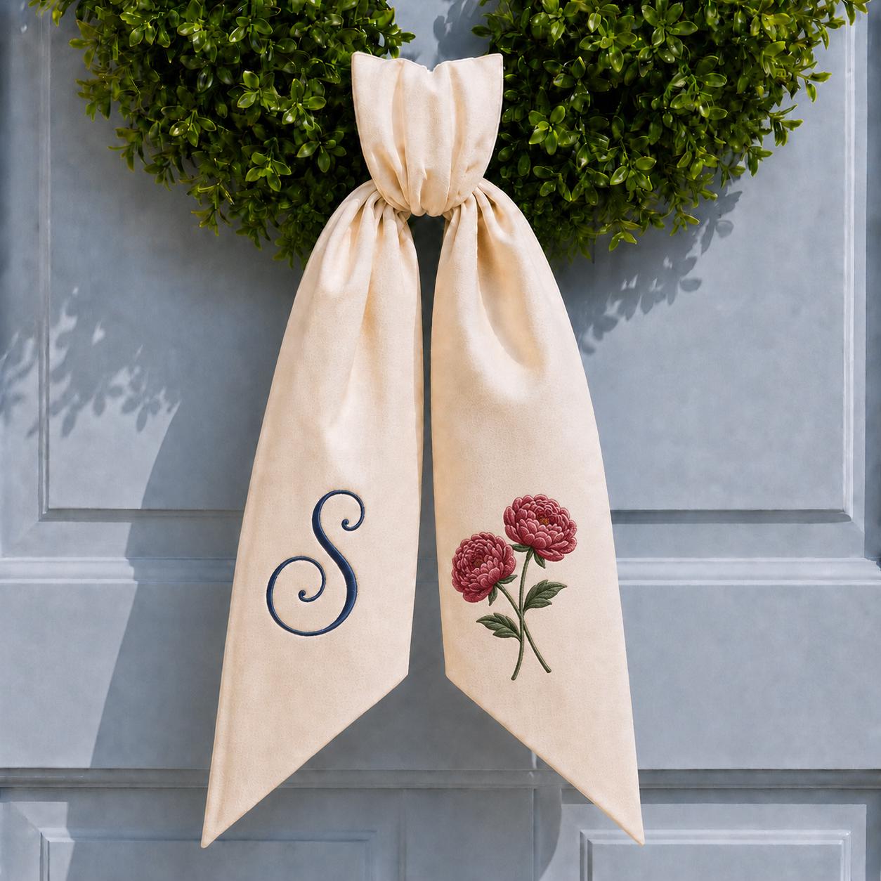 Custom All-Season Monogram Bow Wreath Sash Bundle for Choose 4 or 8 Set with Personalized USA Baby Halloween Christmas Door Decor - photo 10