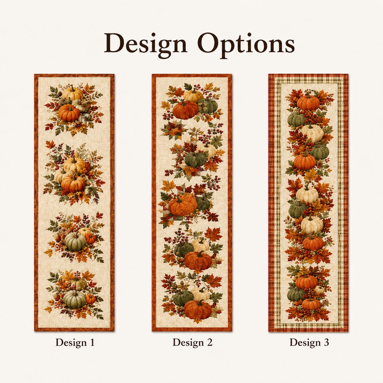 Pumpkin Table Runner with Quilt Style Fall Table Decor, Autumn Harvest Pumpkin Runner, and Thanksgiving Farmhouse Dining Decor - photo 3