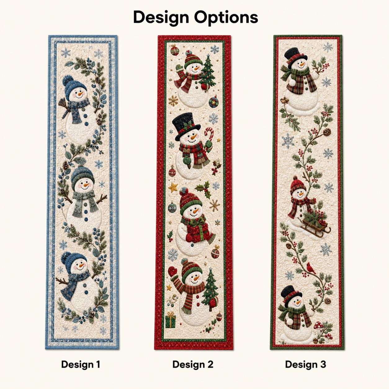Winter Season Christmas Snowman Quilt Table Runner – Xmas Holiday Home Decor and Warm House Gift - photo 4