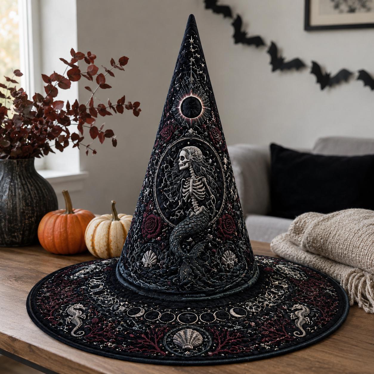 Ghost Ship Quilted Witch Hat for Haunted Ocean Halloween Decor and Celestial Nautical Centerpiece with Spooky Coastal Gift - photo 6