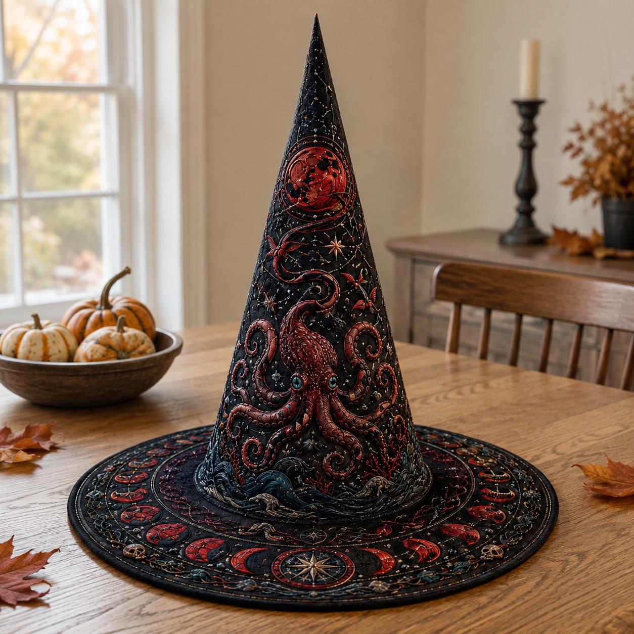 Ghost Ship Quilted Witch Hat for Haunted Ocean Halloween Decor and Celestial Nautical Centerpiece with Spooky Coastal Gift - photo 7