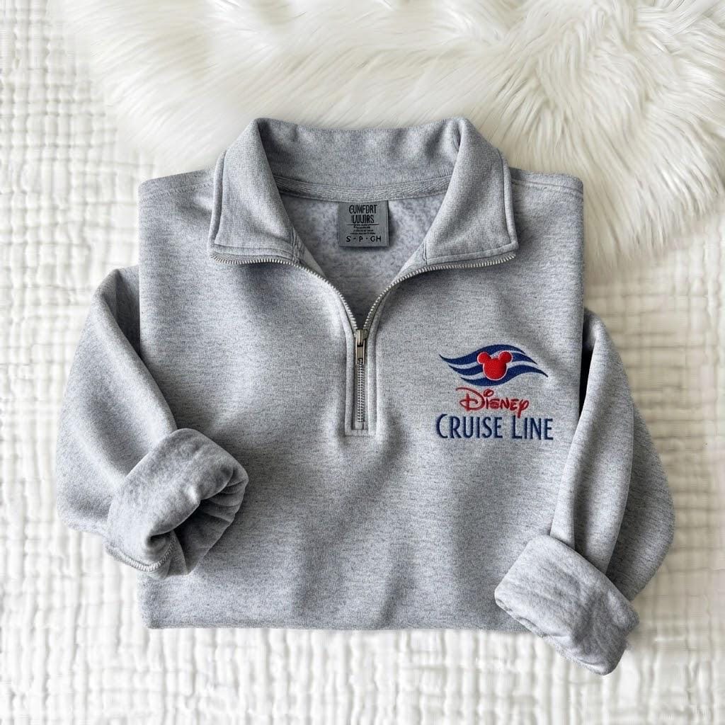 Custom Embroidered Mickey Disney Cruise Line Quarter Zip Pullover – Matching Family Vacation Magic Ship Trip Sweatshirt - photo 3