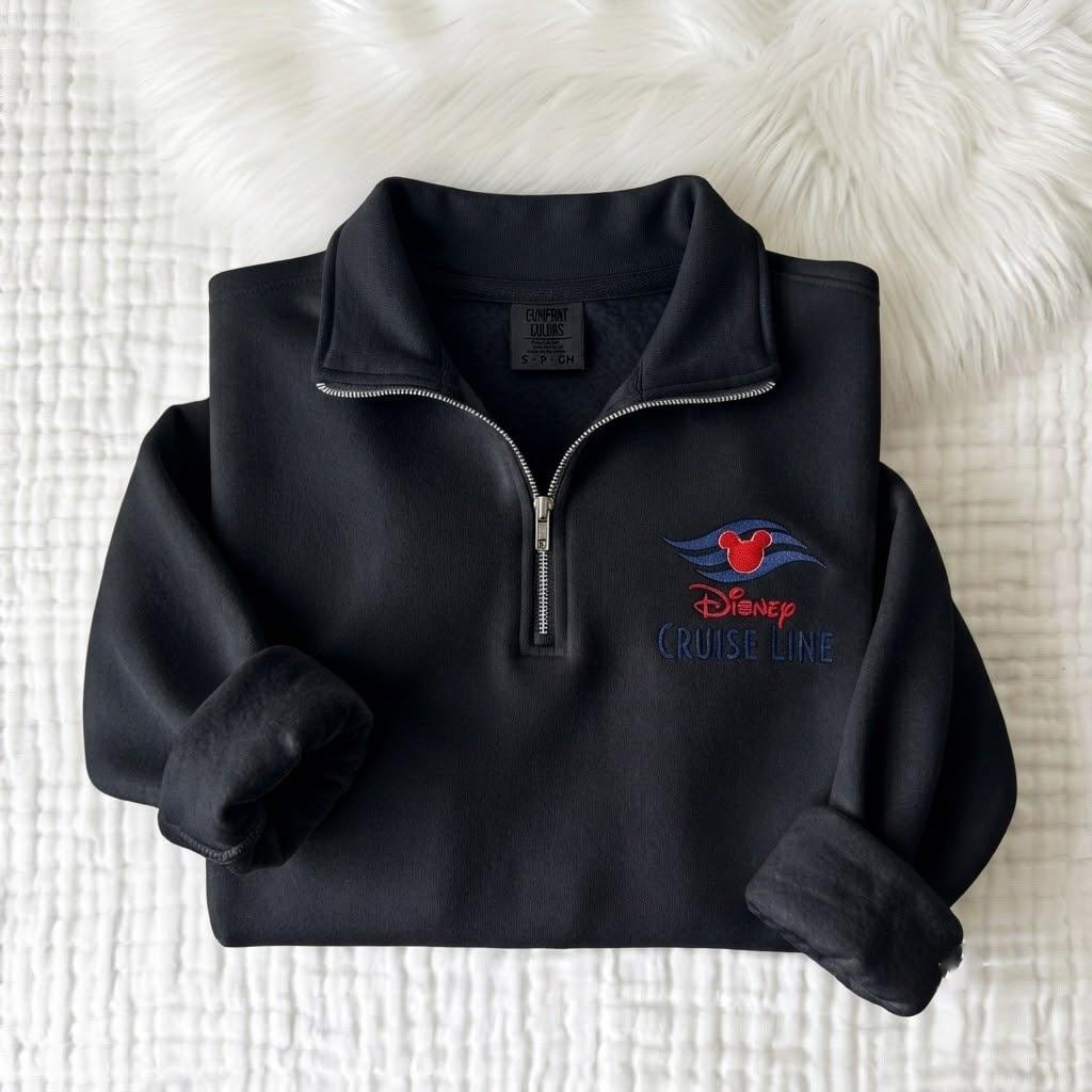 Custom Embroidered Mickey Disney Cruise Line Quarter Zip Pullover – Matching Family Vacation Magic Ship Trip Sweatshirt - photo 4