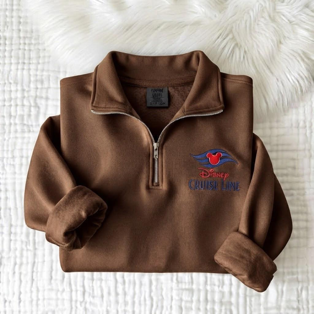 Custom Embroidered Mickey Disney Cruise Line Quarter Zip Pullover – Matching Family Vacation Magic Ship Trip Sweatshirt - photo 5