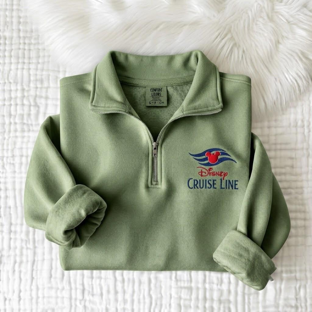 Custom Embroidered Mickey Disney Cruise Line Quarter Zip Pullover – Matching Family Vacation Magic Ship Trip Sweatshirt - photo 6