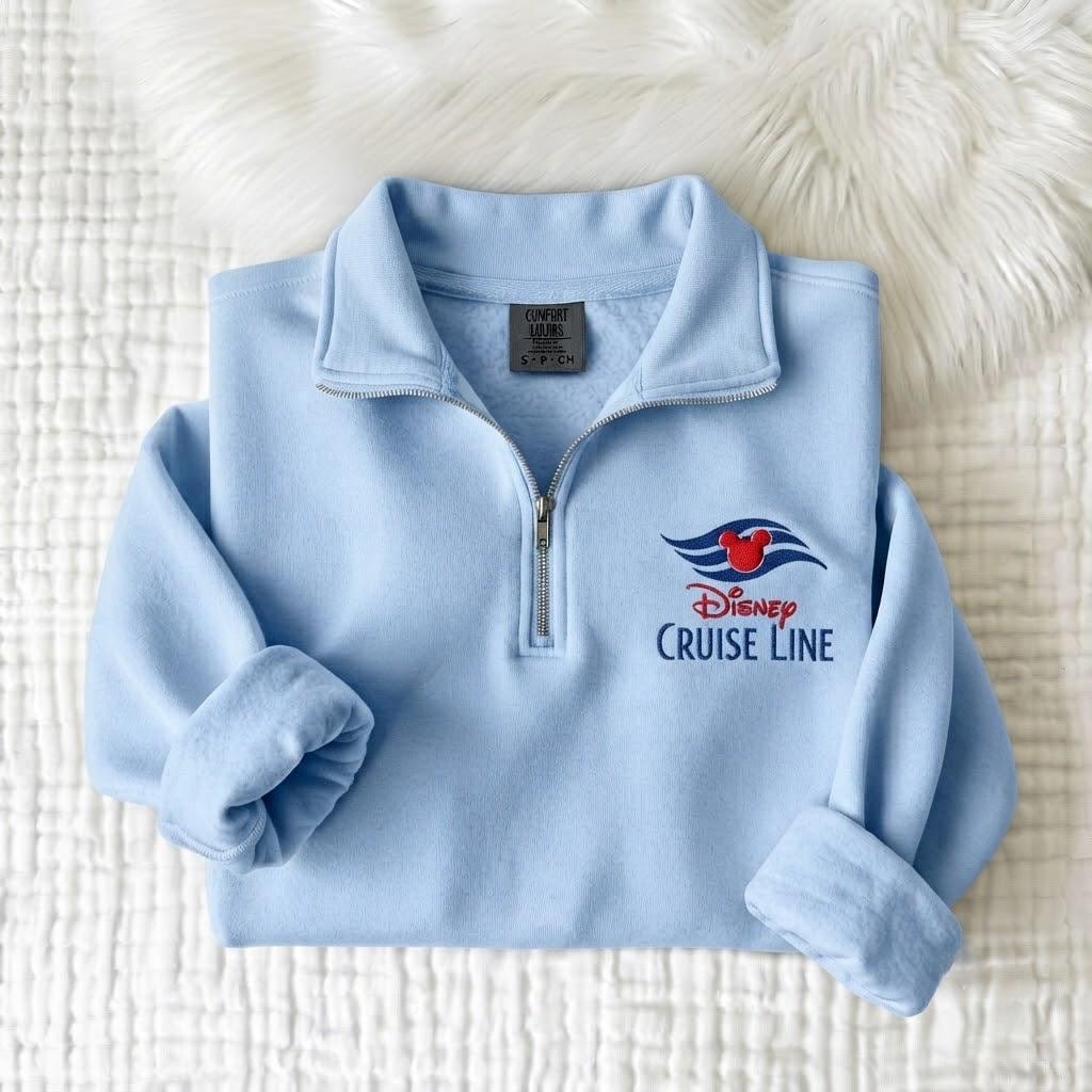 Custom Embroidered Mickey Disney Cruise Line Quarter Zip Pullover – Matching Family Vacation Magic Ship Trip Sweatshirt - photo 8