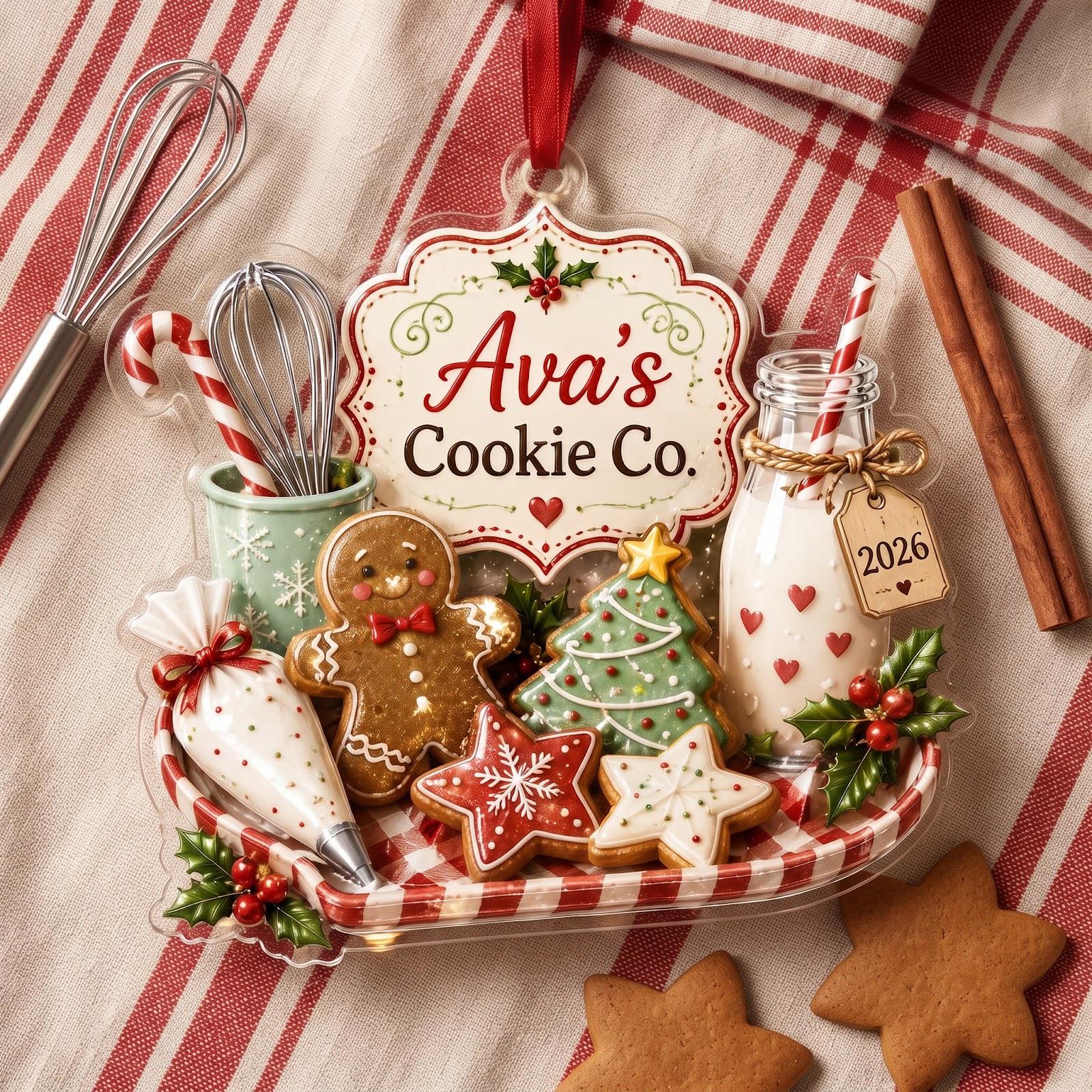 Personalized Cookie Shop Christmas Acrylic Ornament 2026 with Custom Name Keepsake and Baker Holiday Gift for Gingerbread Kitchen Decor - photo 3