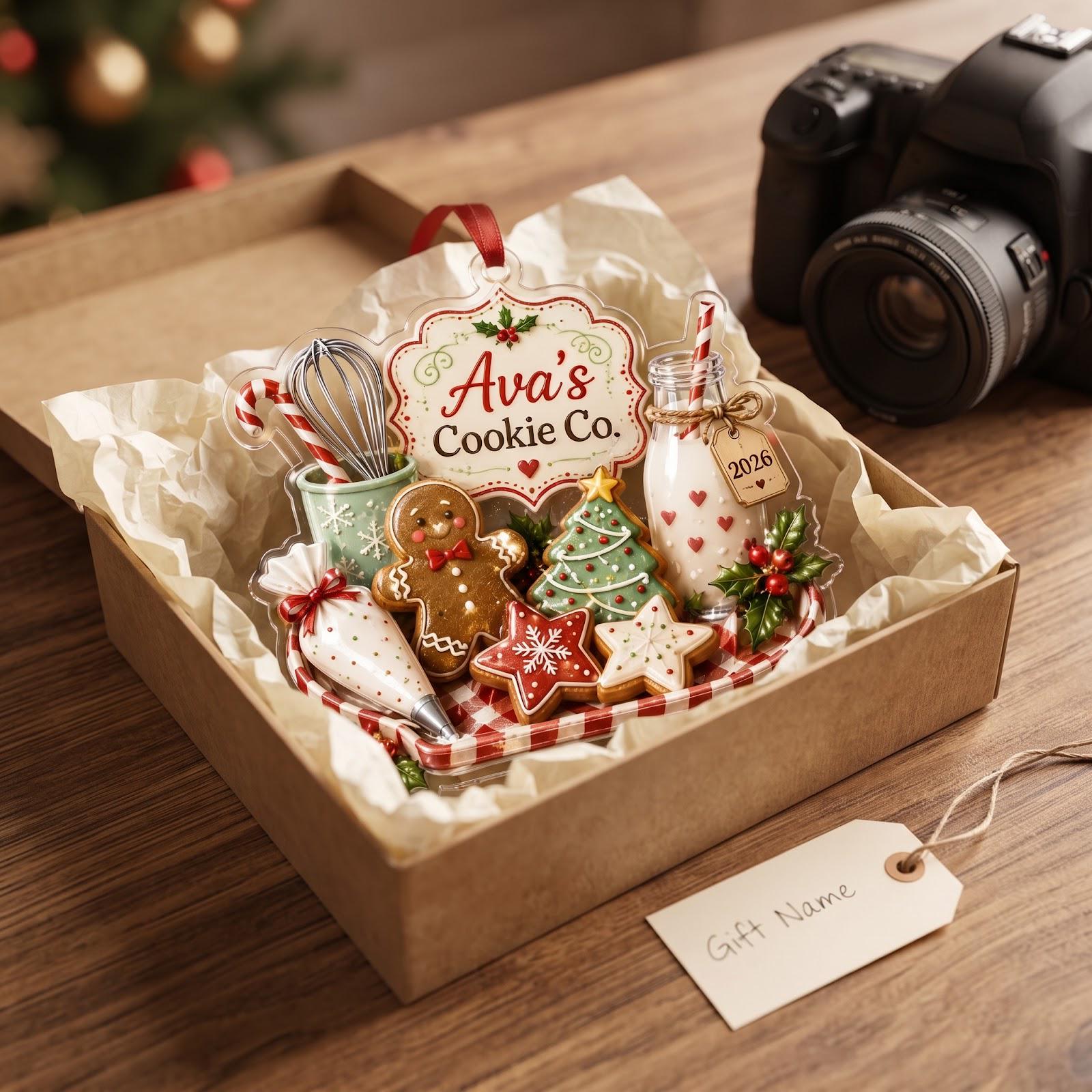 Personalized Cookie Shop Christmas Acrylic Ornament 2026 with Custom Name Keepsake and Baker Holiday Gift for Gingerbread Kitchen Decor - photo 5