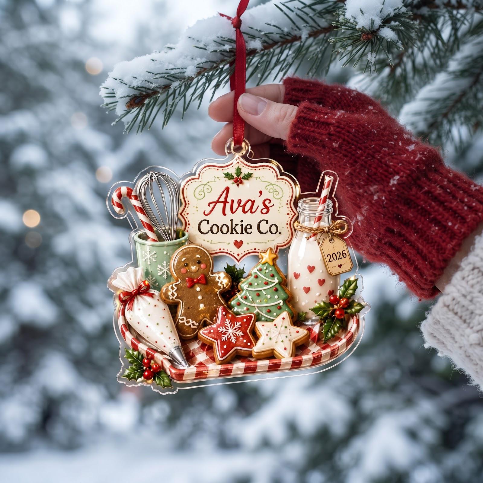 Personalized Cookie Shop Christmas Acrylic Ornament 2026 with Custom Name Keepsake and Baker Holiday Gift for Gingerbread Kitchen Decor - photo 6