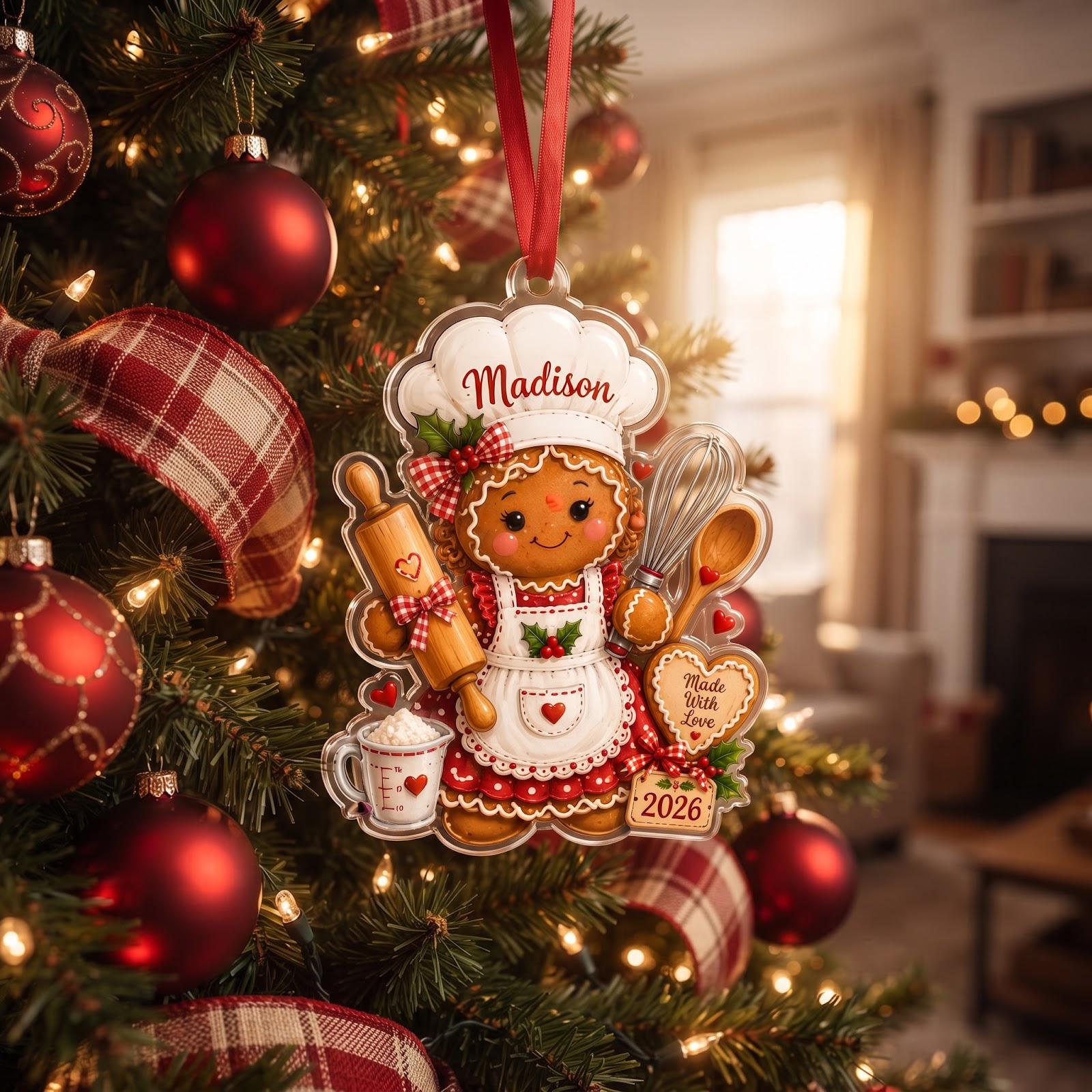 Personalized Baker Christmas Ornament 2026 with Custom Name Gingerbread Chef Keepsake and Baking Lover Holiday Gift for Kitchen Decor - photo 5