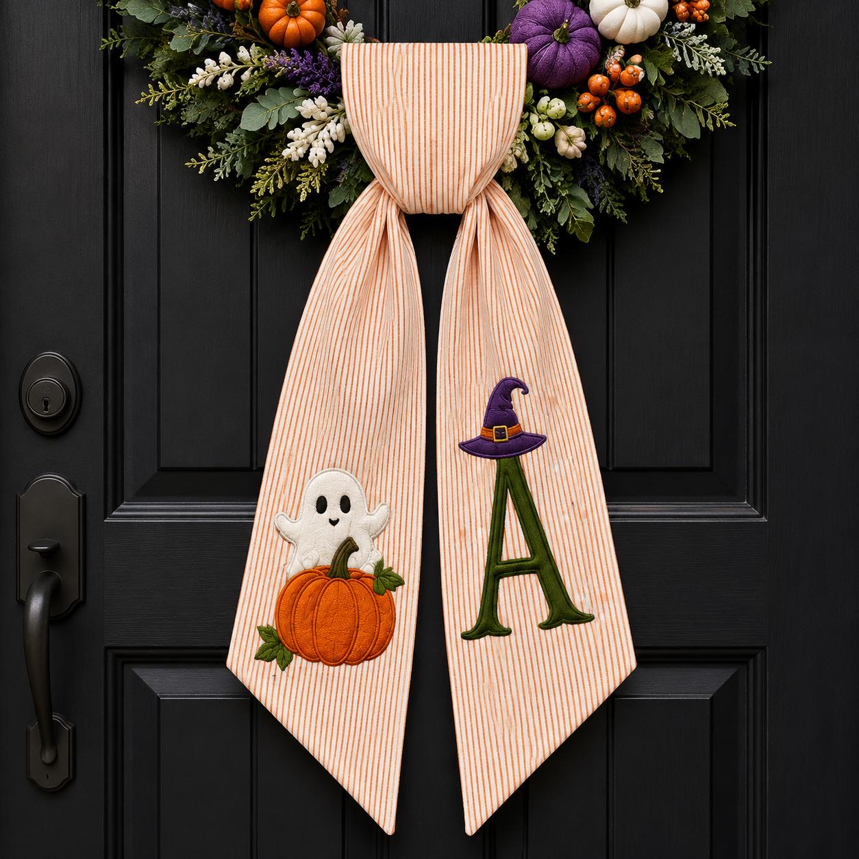 Wreath Sash Custom All-season Monogram Bow Bundle with Choose 4 or 8 Set Plus Personalized Grandma Football Pumpkin Door Decor - photo 12