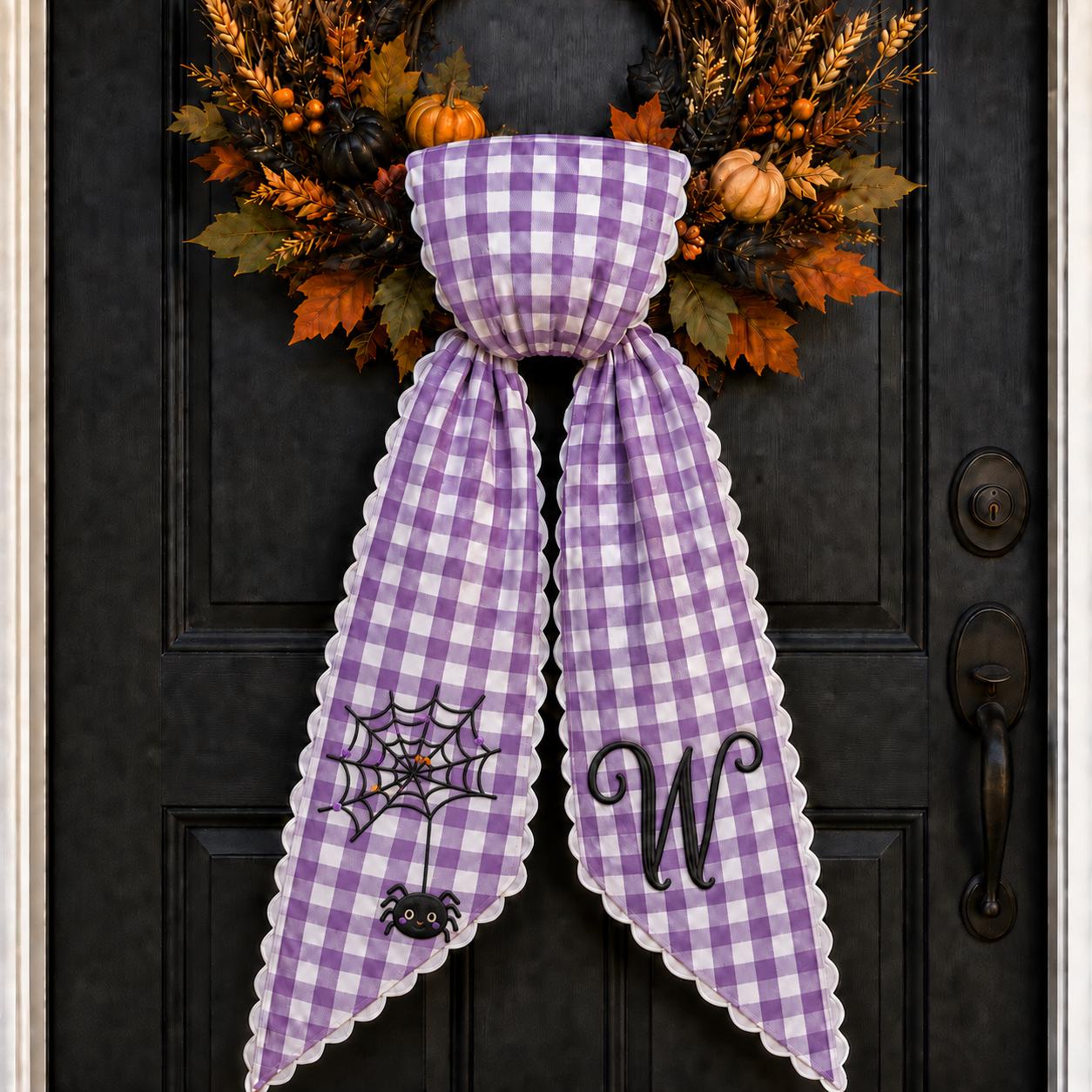 Personalized Embroidery All Season Wreath Sash Bundle with Monogram for Seasonal Front Door Decor and Magnolia Pumpkin Poinsettia Design - photo 8