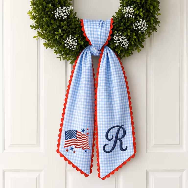 Personalized Embroidery All Season Wreath Sash Bundle with Monogram for Seasonal Front Door Decor and Magnolia Pumpkin Poinsettia Design - photo 11