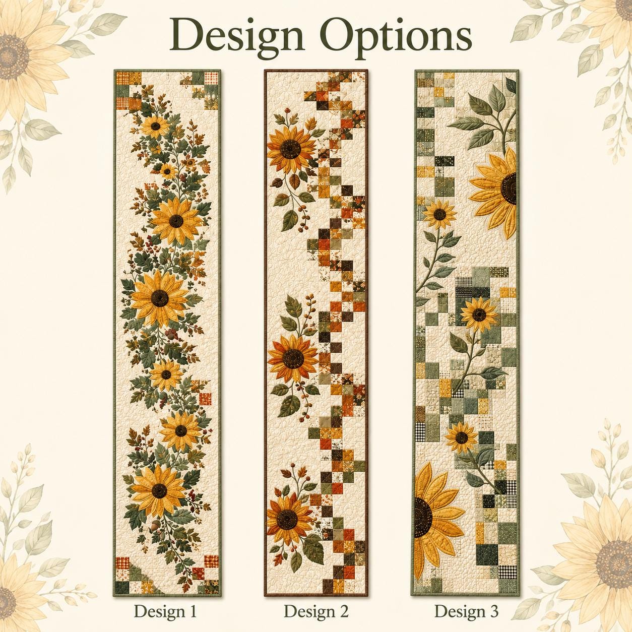 Fall Floral Sunflower Quilted Table Runner – Autumn Farmhouse Dining Table Decor and Thanksgiving Gift - photo 3