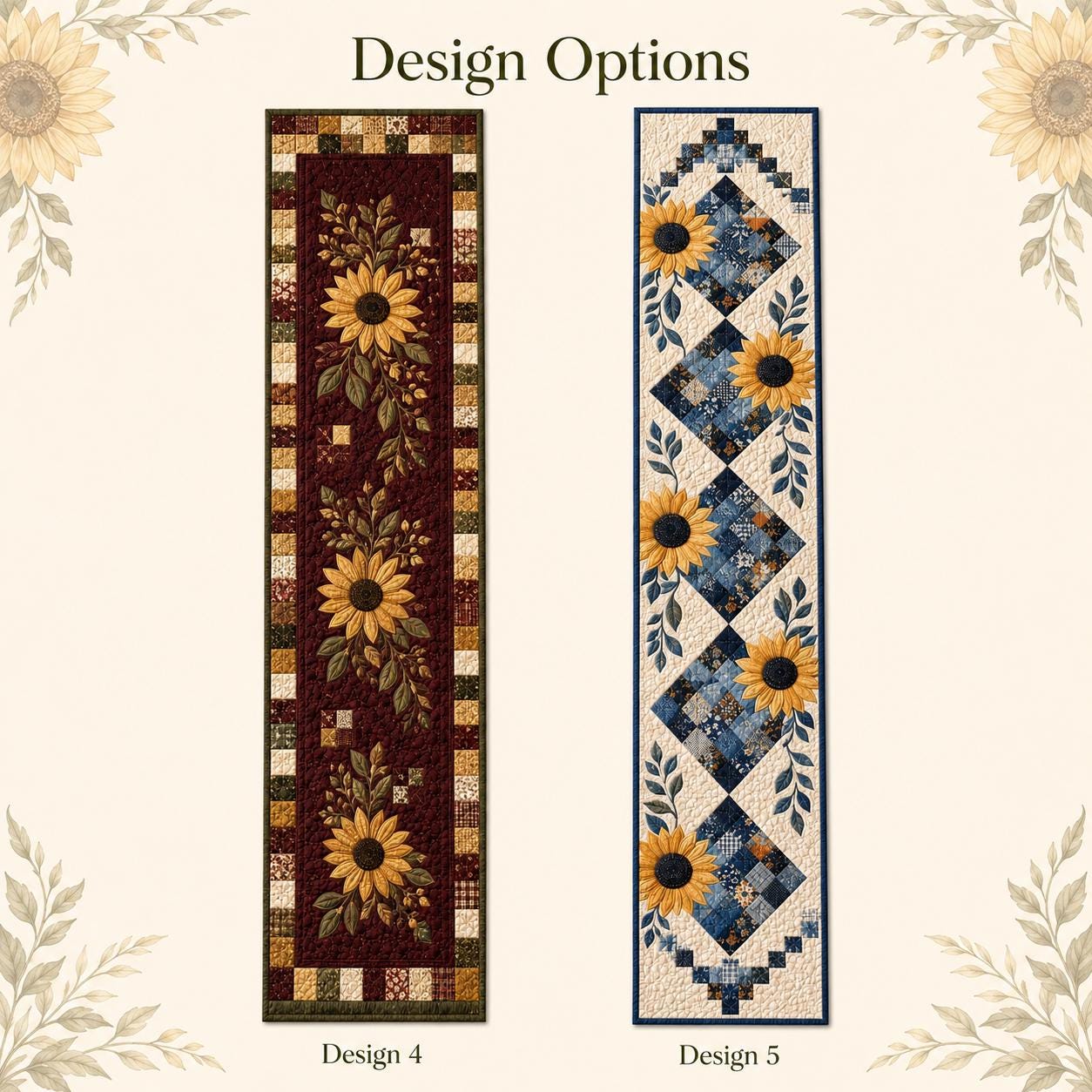 Fall Floral Sunflower Quilted Table Runner – Autumn Farmhouse Dining Table Decor and Thanksgiving Gift - photo 4