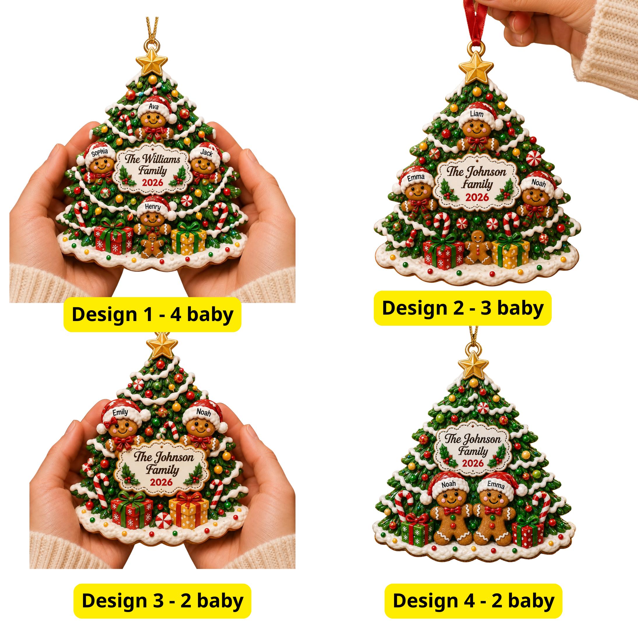 Personalized Family Christmas 3D Ornament 2026 with Custom Family Name and Kids Names Gingerbread Tree Keepsake Holiday Gift - photo 3