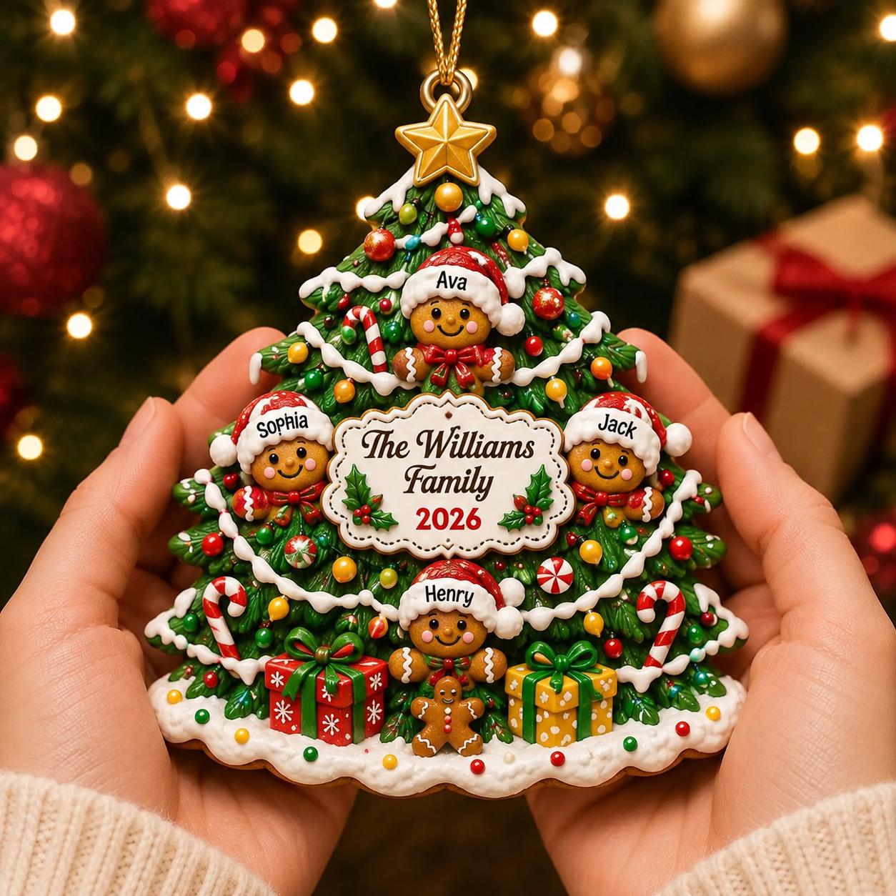 Personalized Family Christmas 3D Ornament 2026 with Custom Family Name and Kids Names Gingerbread Tree Keepsake Holiday Gift - photo 7