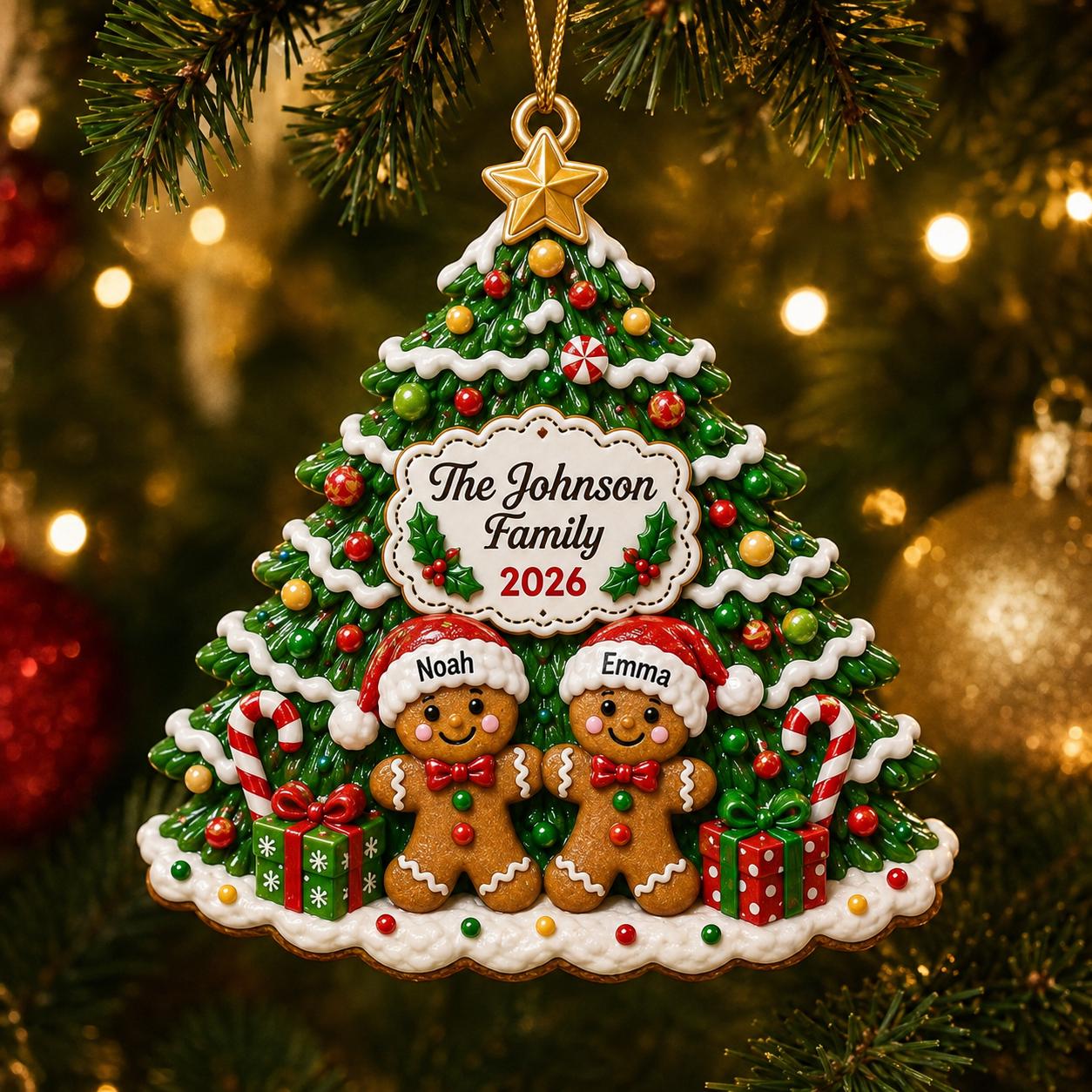 Personalized Family Christmas 3D Ornament 2026 with Custom Family Name and Kids Names Gingerbread Tree Keepsake Holiday Gift - photo 8