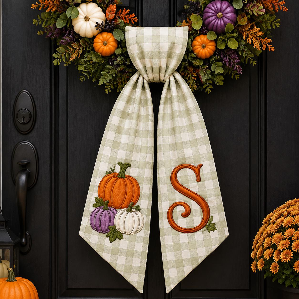 Wreath Sash Personalized Embroidery Bundle with Monogram Seasonal Front Door Decor and Poinsettia Football Spider Floral Wreath Sash Custom Gift - photo 7