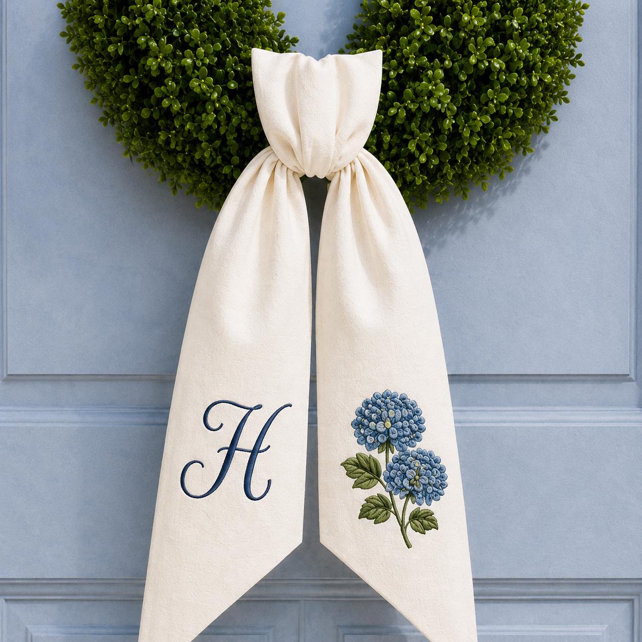 Wreath Sash Personalized Embroidery Bundle with Monogram Seasonal Front Door Decor and Poinsettia Football Spider Floral Wreath Sash Custom Gift - photo 11