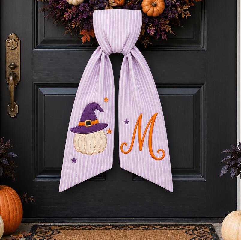 Wreath Sash Personalized Embroidery Bundle with Monogram Seasonal Front Door Decor and Poinsettia Football Spider Floral Wreath Sash Custom Gift - photo 12