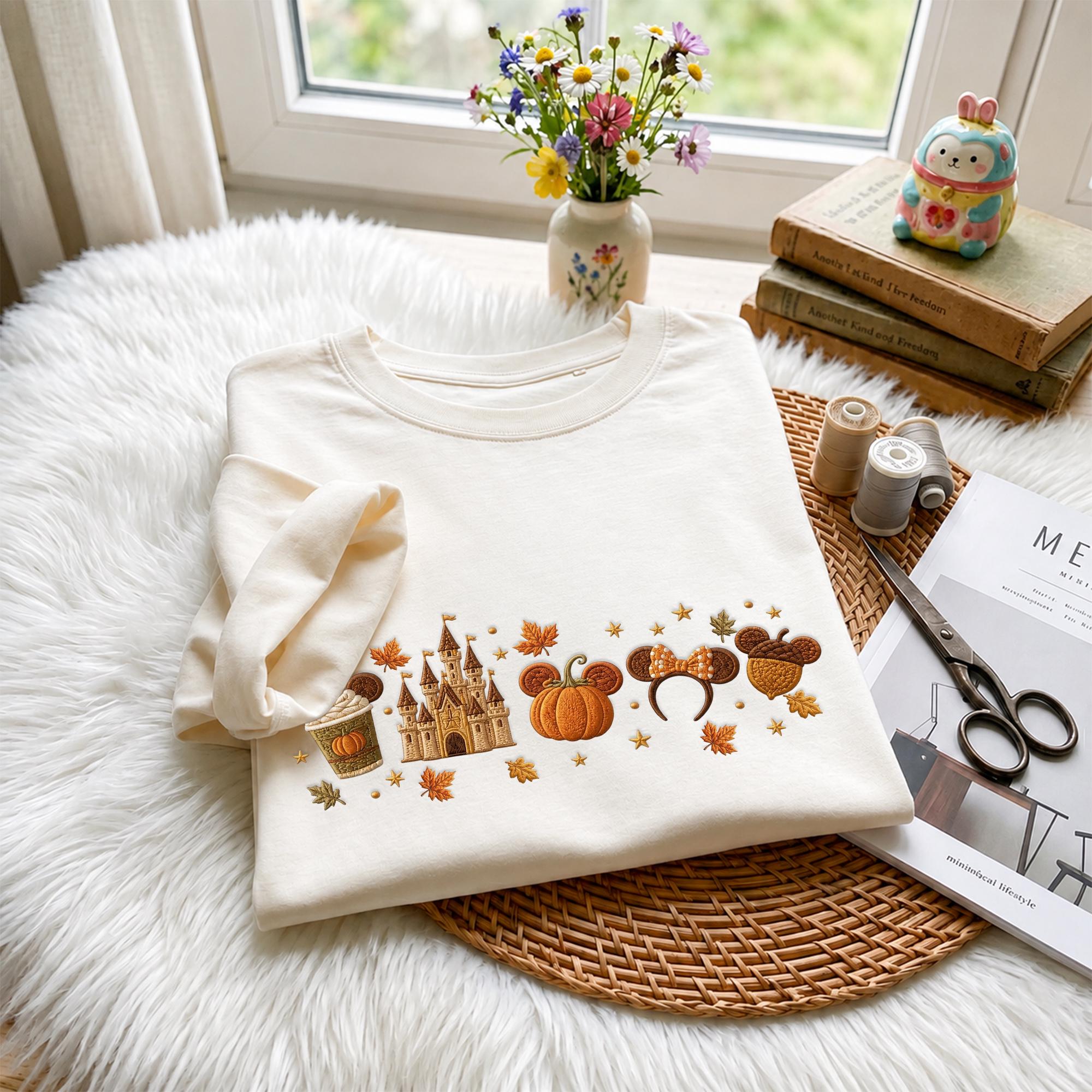 Embroidered Fall Disney Girls Trip Sweatshirt Quarter Zip and Baby Tee – Cute Autumn Theme Park Matching Family Vacation Hoodie - photo 2