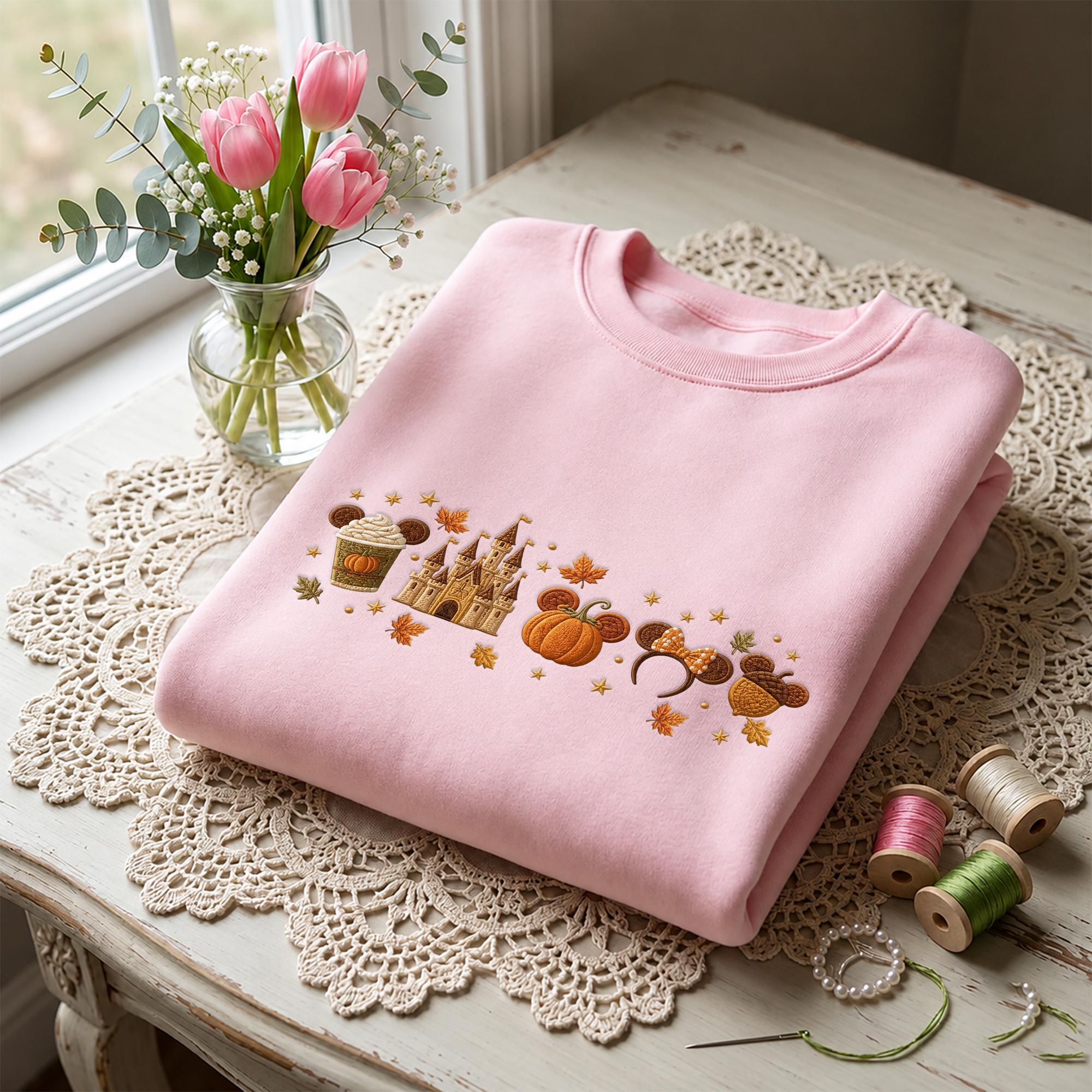 Embroidered Fall Disney Girls Trip Sweatshirt Quarter Zip and Baby Tee – Cute Autumn Theme Park Matching Family Vacation Hoodie - photo 3