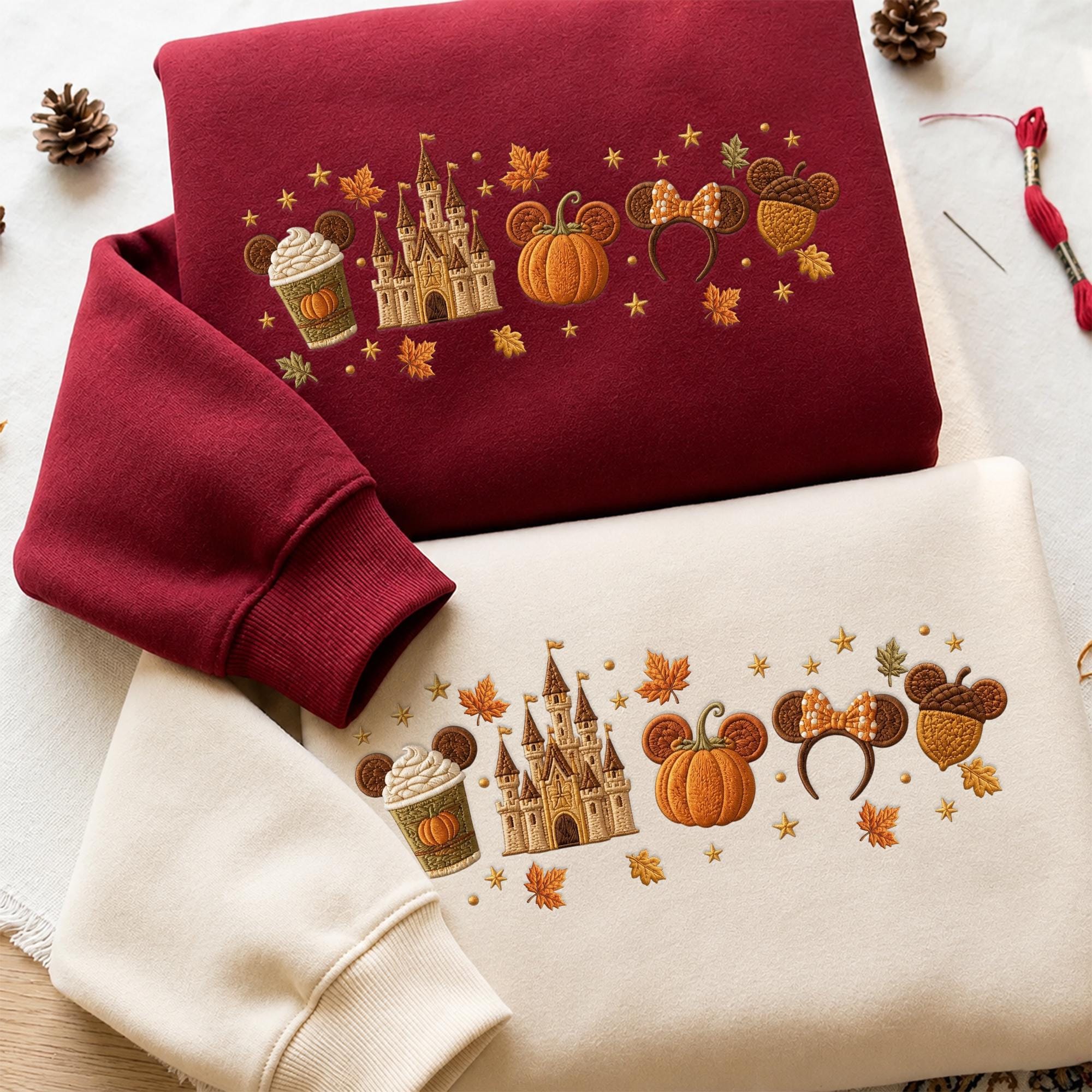 Embroidered Fall Disney Girls Trip Sweatshirt Quarter Zip and Baby Tee – Cute Autumn Theme Park Matching Family Vacation Hoodie - photo 8