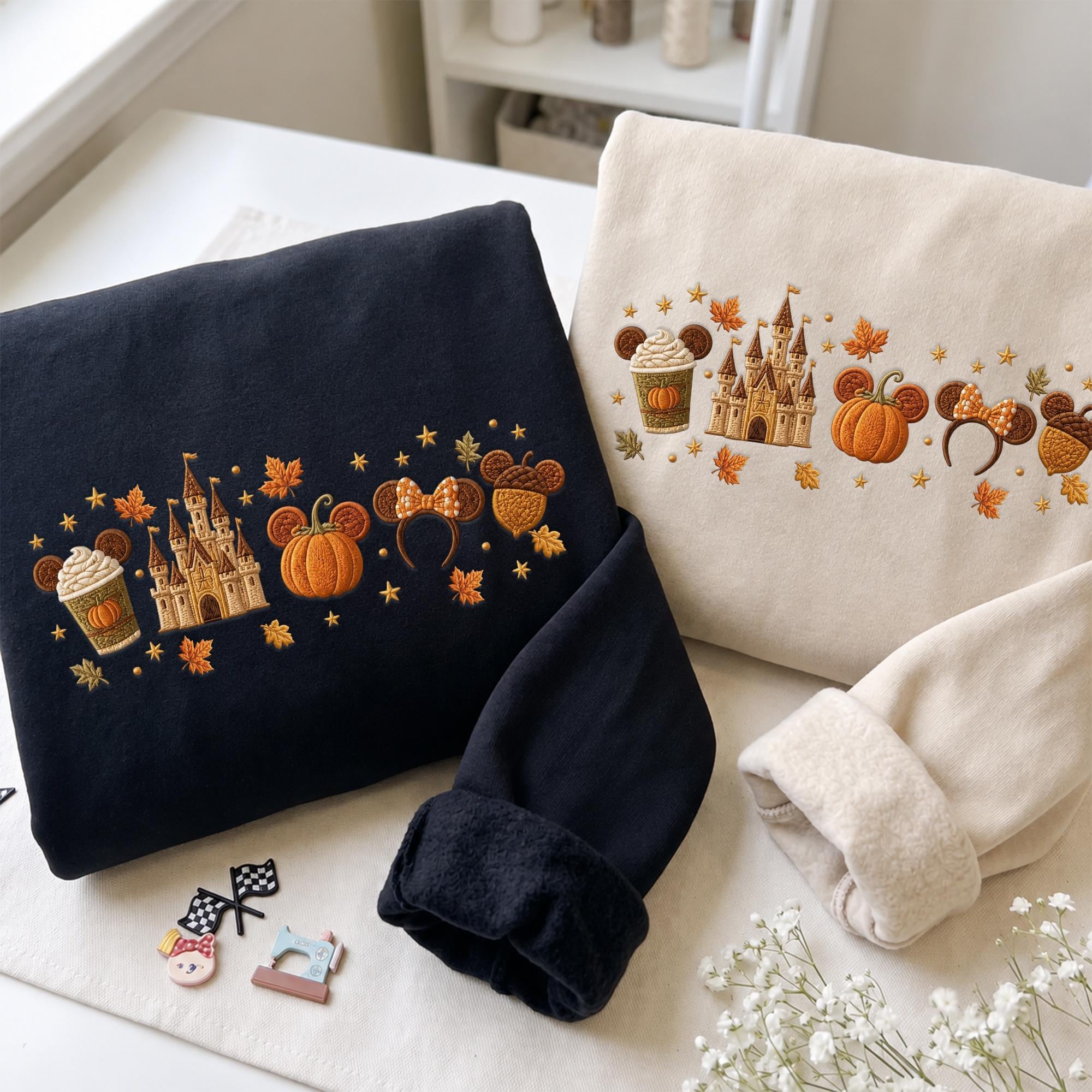 Embroidered Fall Disney Girls Trip Sweatshirt Quarter Zip and Baby Tee – Cute Autumn Theme Park Matching Family Vacation Hoodie - photo 10
