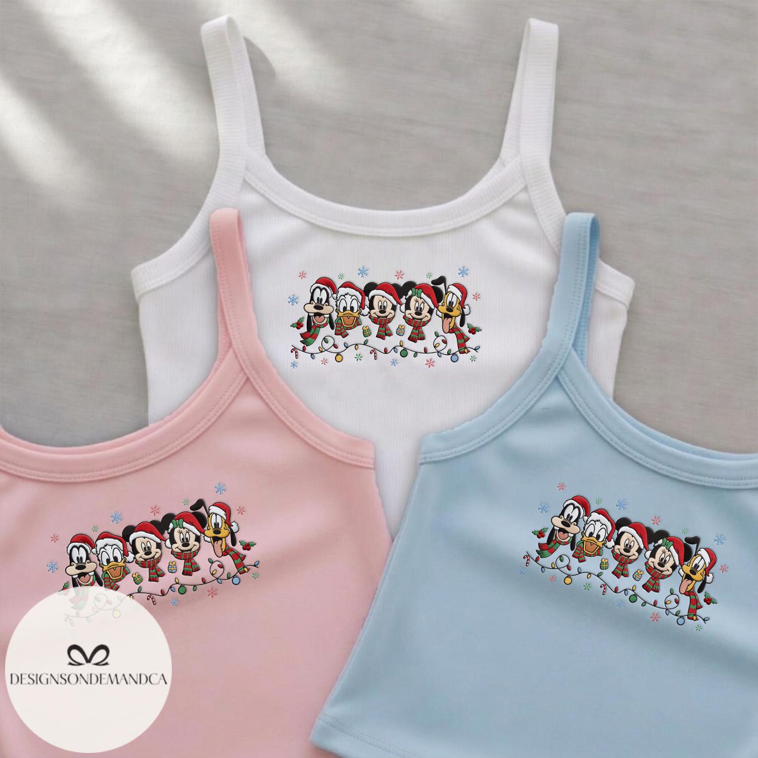 Embroidered Mickey and Friends Christmas Lace Trim Tank Top – Mickey's Very Merry Magic Kingdom WDW Family Crop Tank Shirt - photo 4