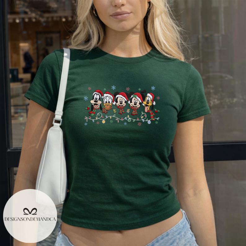 Embroidered Mickey and Friends Christmas Lace Trim Tank Top – Mickey's Very Merry Magic Kingdom WDW Family Crop Tank Shirt - photo 8