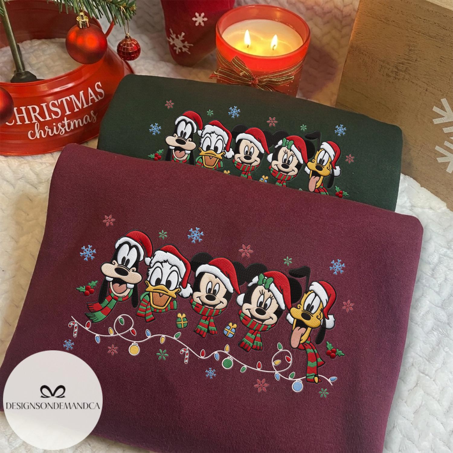 Embroidered Mickey and Friends Christmas Lace Trim Tank Top – Mickey's Very Merry Magic Kingdom WDW Family Crop Tank Shirt - photo 19