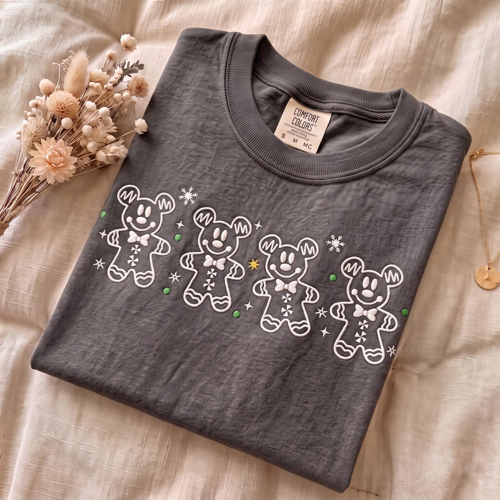 Embroidered Mickey Gingerbread Christmas Quarter Zip Sweatshirt – Cute Disneyland Holiday Shirt and Baker Gift for Park Days - photo 6