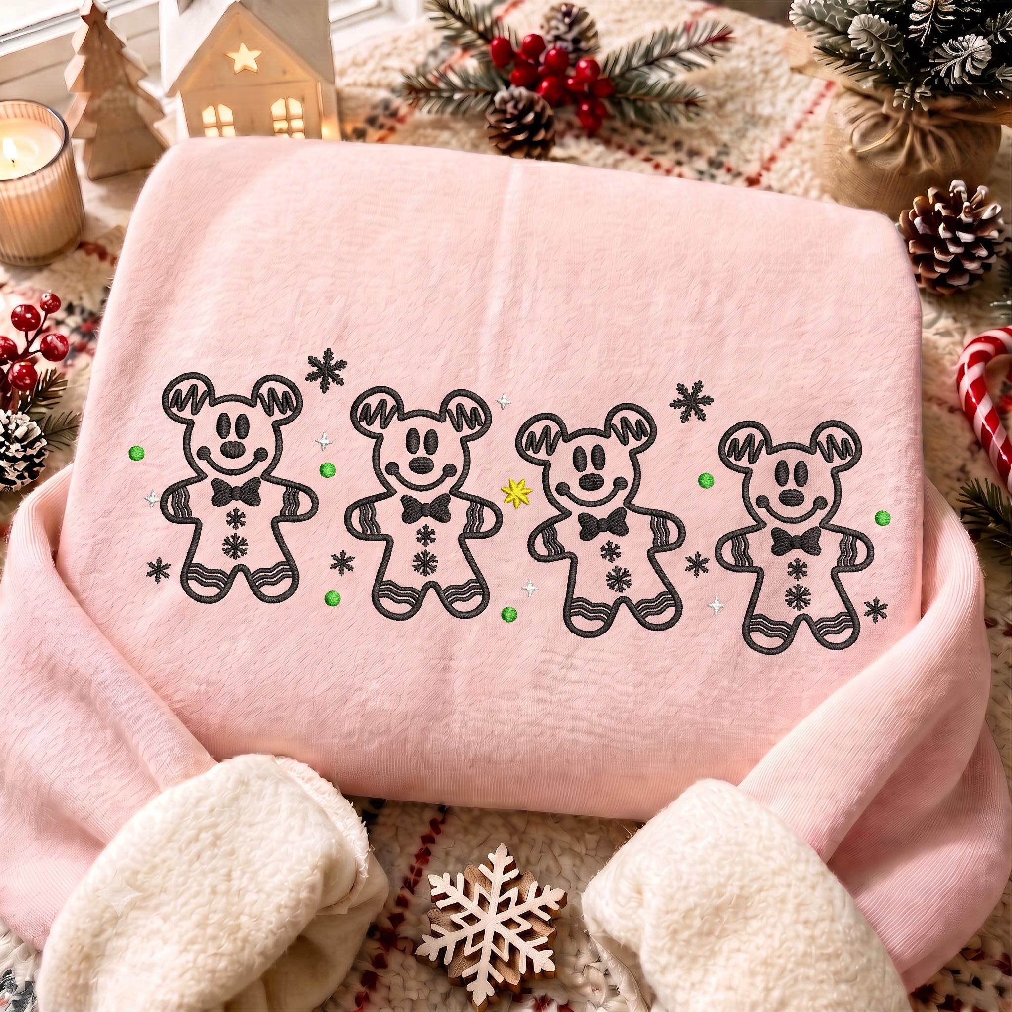 Embroidered Mickey Gingerbread Christmas Quarter Zip Sweatshirt – Cute Disneyland Holiday Shirt and Baker Gift for Park Days - photo 7