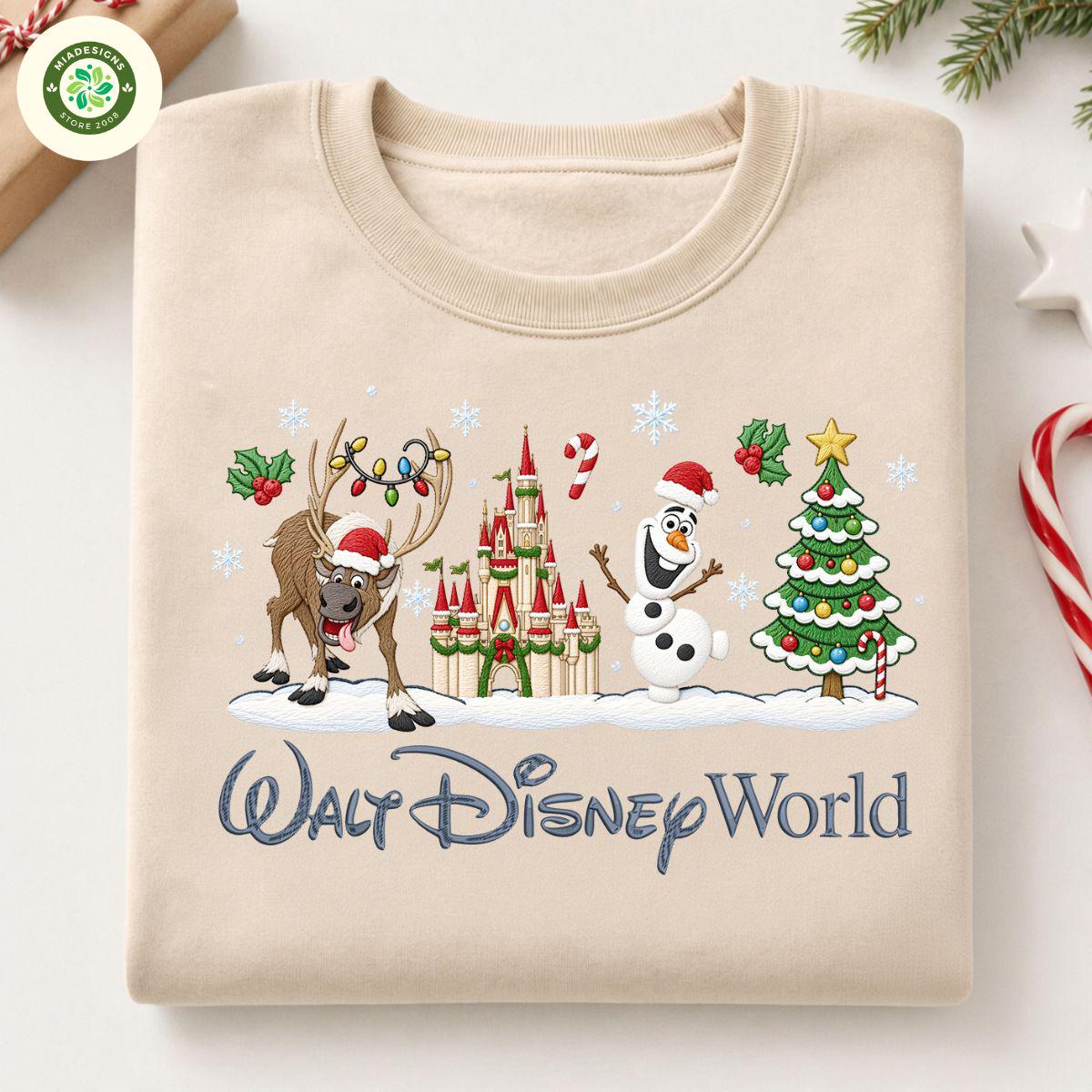 Embroidered Walt Disney World Christmas Sweatshirt with Frozen Olaf and Sven – Very Merry Family Matching Holiday Crewneck Shirt and Tee - photo 2