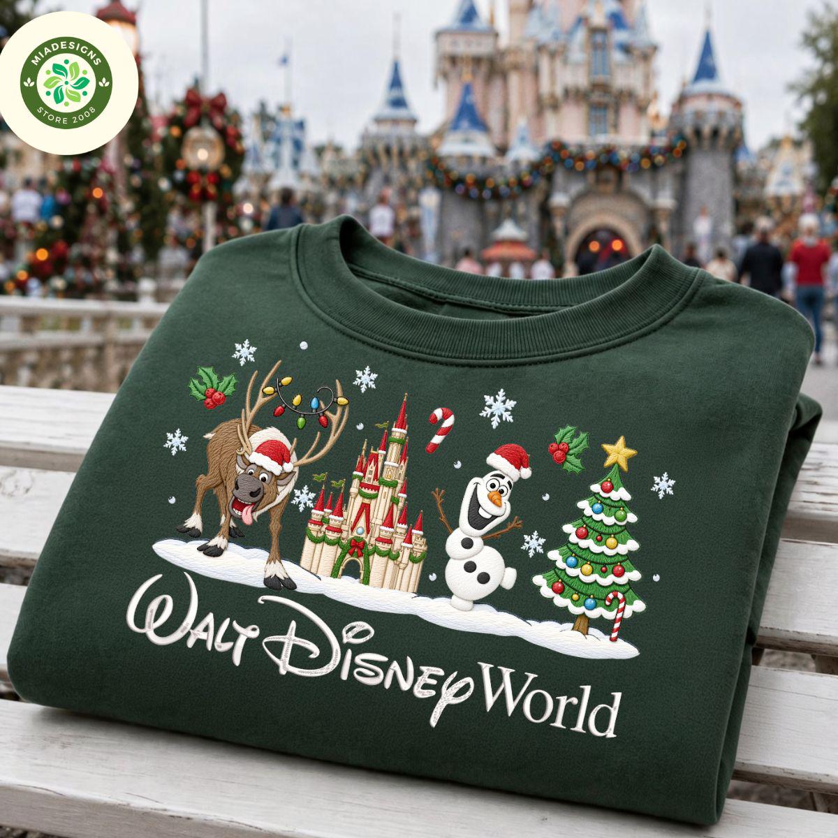 Embroidered Walt Disney World Christmas Sweatshirt with Frozen Olaf and Sven – Very Merry Family Matching Holiday Crewneck Shirt and Tee - photo 4