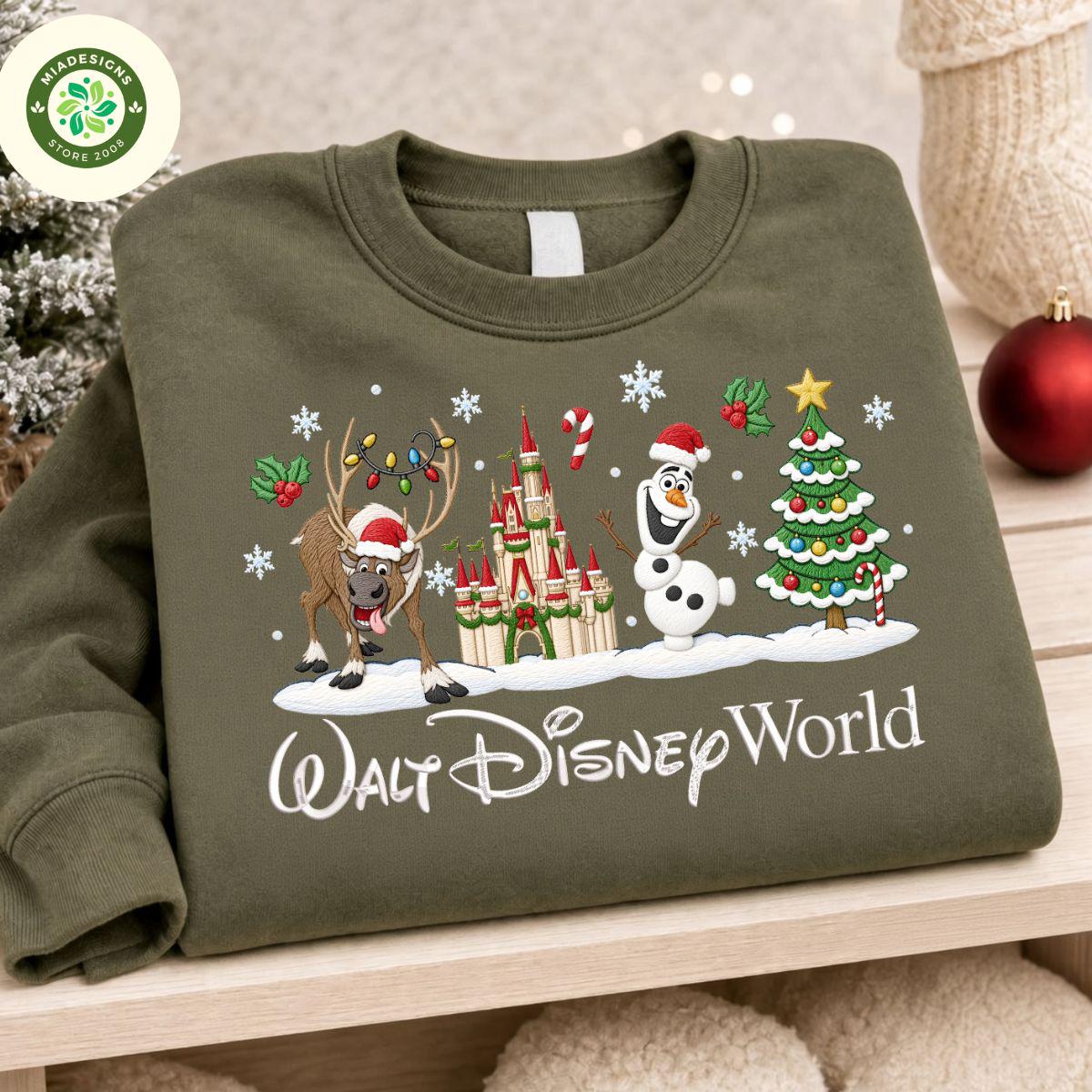 Embroidered Walt Disney World Christmas Sweatshirt with Frozen Olaf and Sven – Very Merry Family Matching Holiday Crewneck Shirt and Tee - photo 5