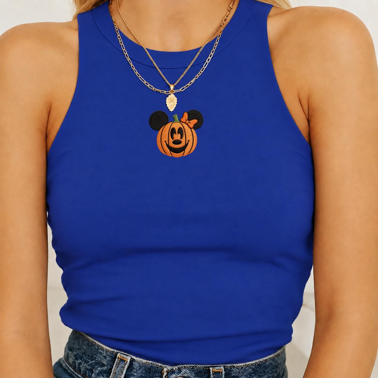 Embroidered Minnie Mouse Pumpkin Halloween Tank Top and Shirt – Cute Disney Spooky Season Women Outfit Tee and Gift for Her - photo 8