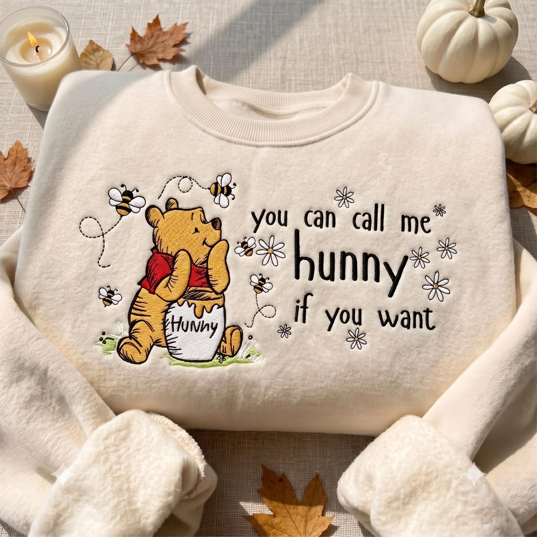 Embroidered Winnie the Pooh Bear Eating Honey Sweatshirt Quarter Zip and T-Shirt – Disney Disneyland Trip Shirt and Tee