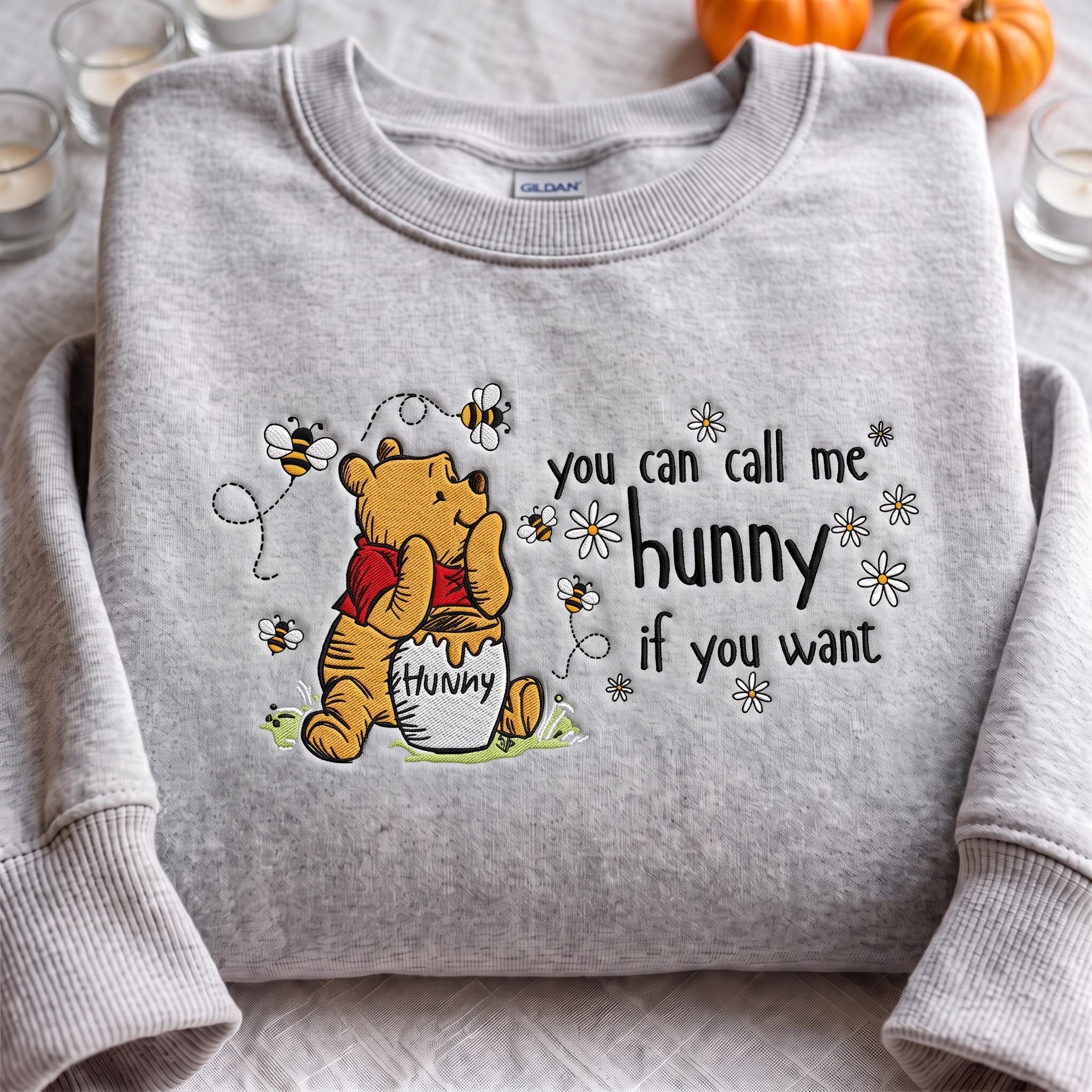 Embroidered Winnie the Pooh Bear Eating Honey Sweatshirt Quarter Zip and T-Shirt – Disney Disneyland Trip Shirt and Tee - photo 2