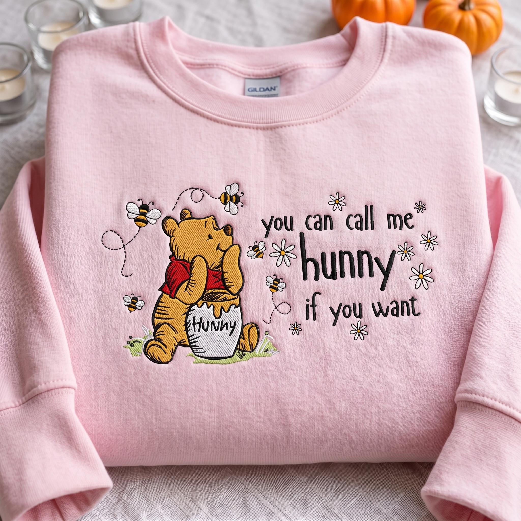 Embroidered Winnie the Pooh Bear Eating Honey Sweatshirt Quarter Zip and T-Shirt – Disney Disneyland Trip Shirt and Tee - photo 3