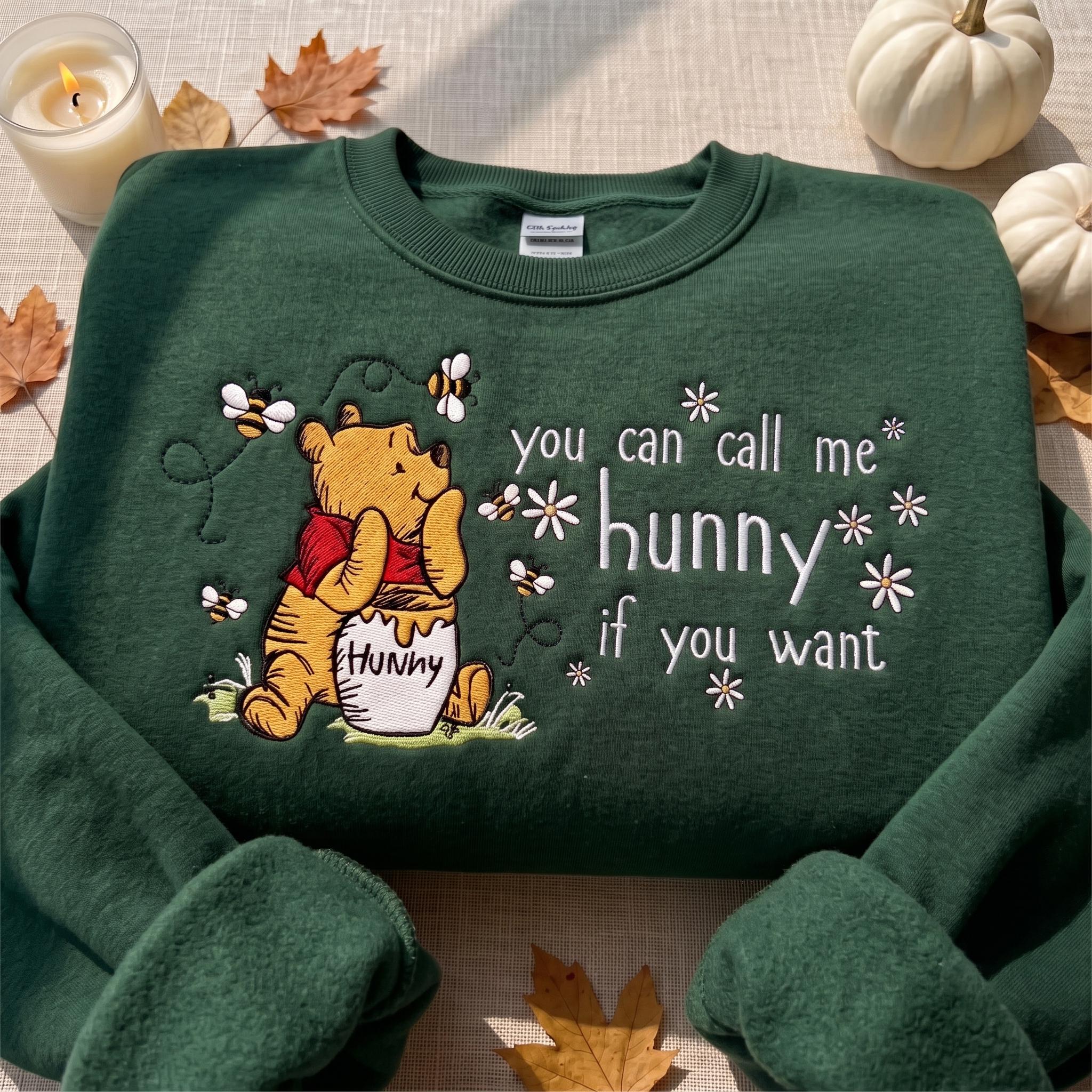 Embroidered Winnie the Pooh Bear Eating Honey Sweatshirt Quarter Zip and T-Shirt – Disney Disneyland Trip Shirt and Tee - photo 4