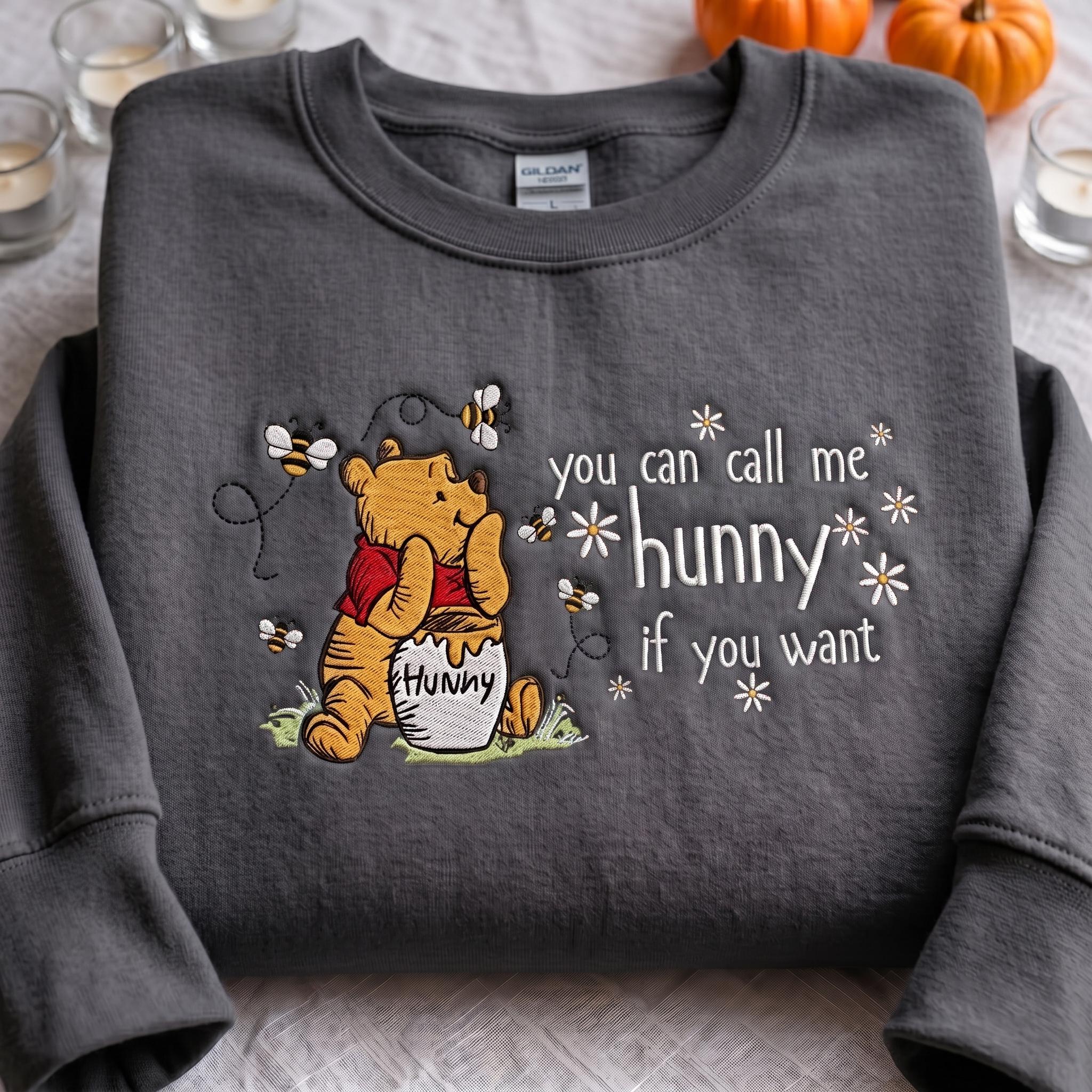Embroidered Winnie the Pooh Bear Eating Honey Sweatshirt Quarter Zip and T-Shirt – Disney Disneyland Trip Shirt and Tee - photo 5