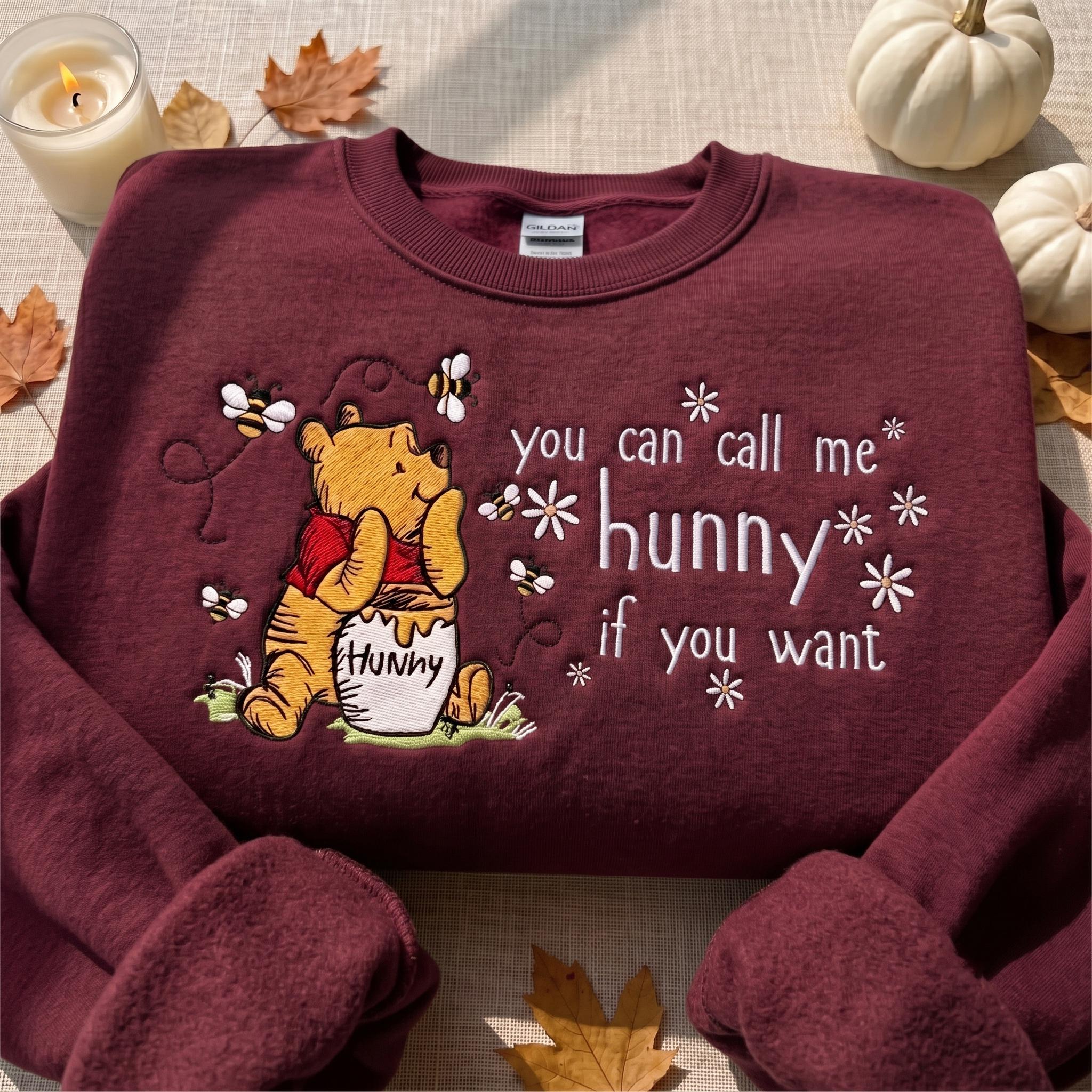 Embroidered Winnie the Pooh Bear Eating Honey Sweatshirt Quarter Zip and T-Shirt – Disney Disneyland Trip Shirt and Tee - photo 6