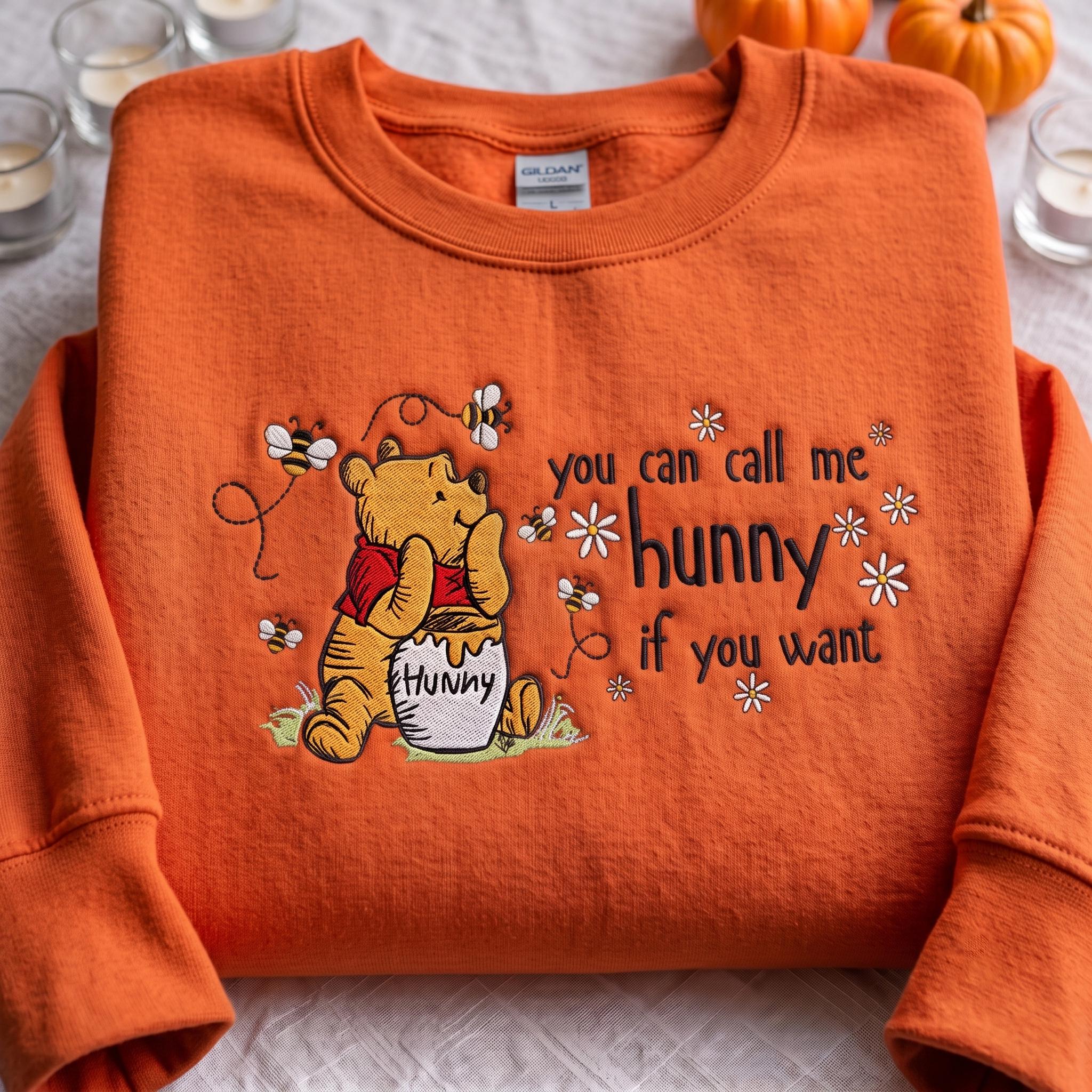 Embroidered Winnie the Pooh Bear Eating Honey Sweatshirt Quarter Zip and T-Shirt – Disney Disneyland Trip Shirt and Tee - photo 7