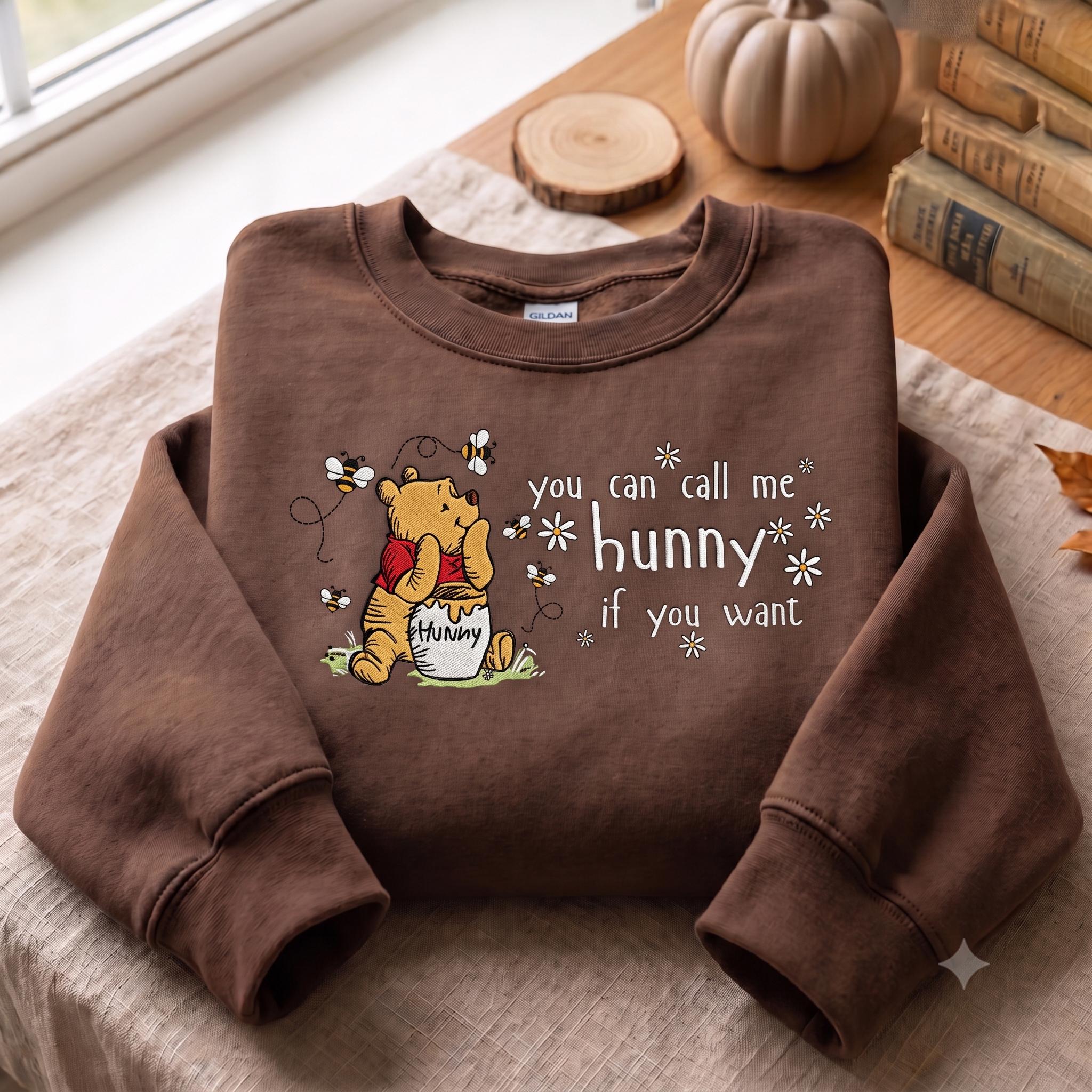 Embroidered Winnie the Pooh Bear Eating Honey Sweatshirt Quarter Zip and T-Shirt – Disney Disneyland Trip Shirt and Tee - photo 8