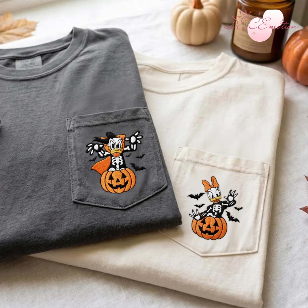 Embroidered Disney Halloween Comfort Colors Pocket Shirt with All Characters Mickey and Friends Skeleton Pumpkin Trick or Treat - photo 5
