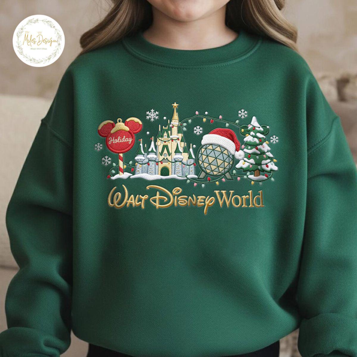 Embroidered Walt Disney World Christmas Sweatshirt with Holiday Castle Design – Magical Epcot Winter Park Vacation Family Gift Apparel - photo 4
